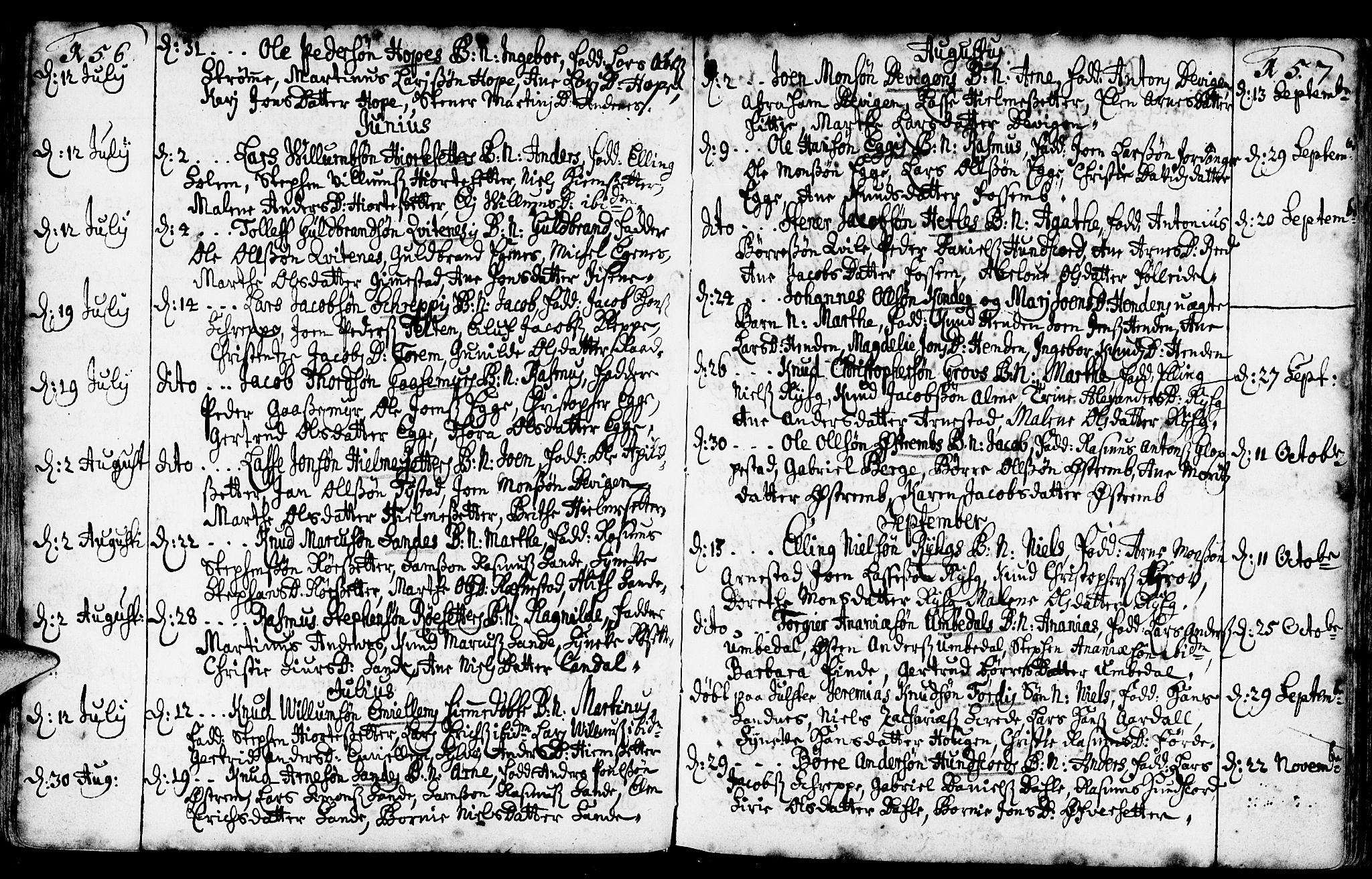 Gloppen sokneprestembete, AV/SAB-A-80101/H/Haa/Haaa/L0002: Parish register (official) no. A 2, 1712-1735, p. 156-157