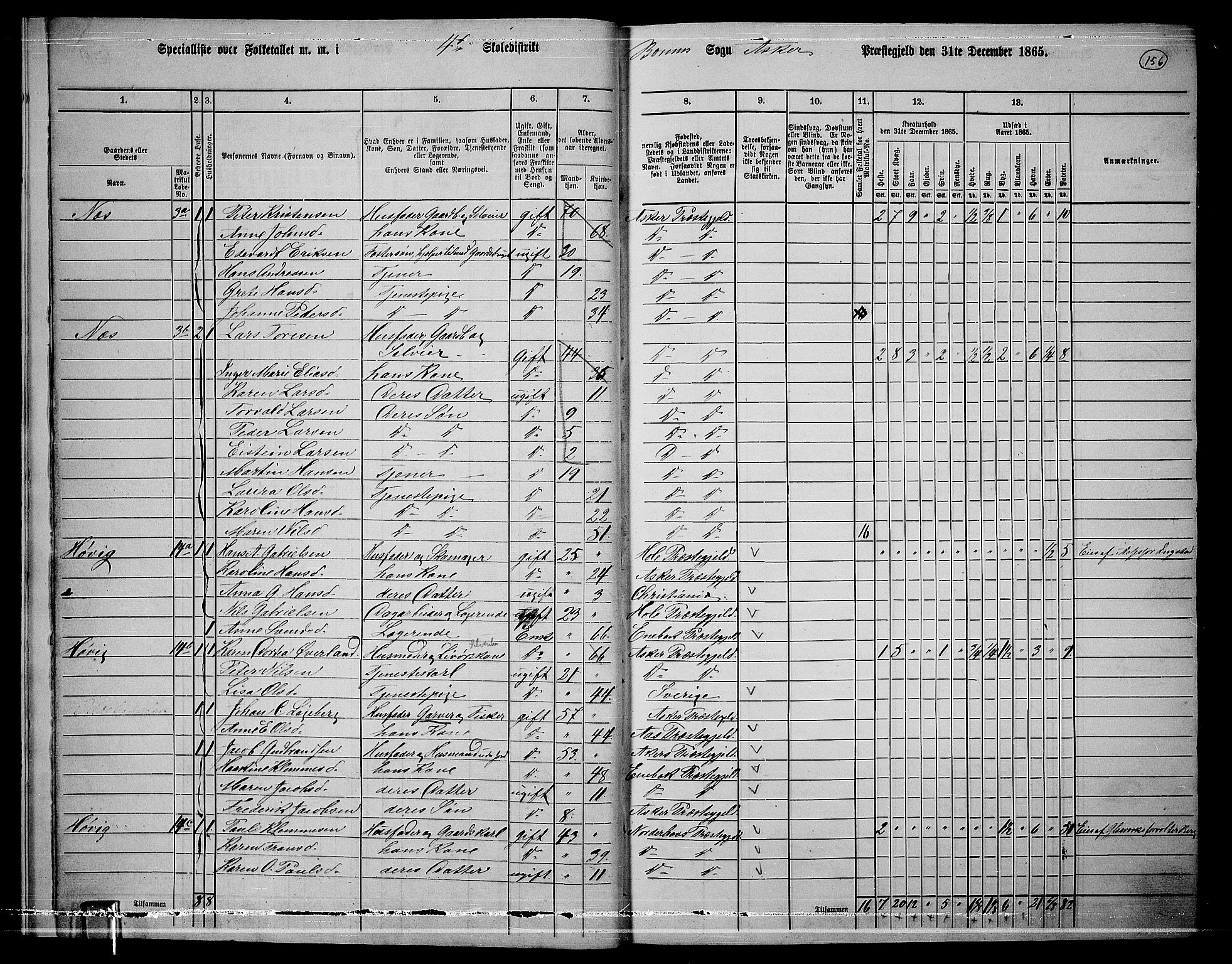RA, 1865 census for Asker, 1865, p. 153