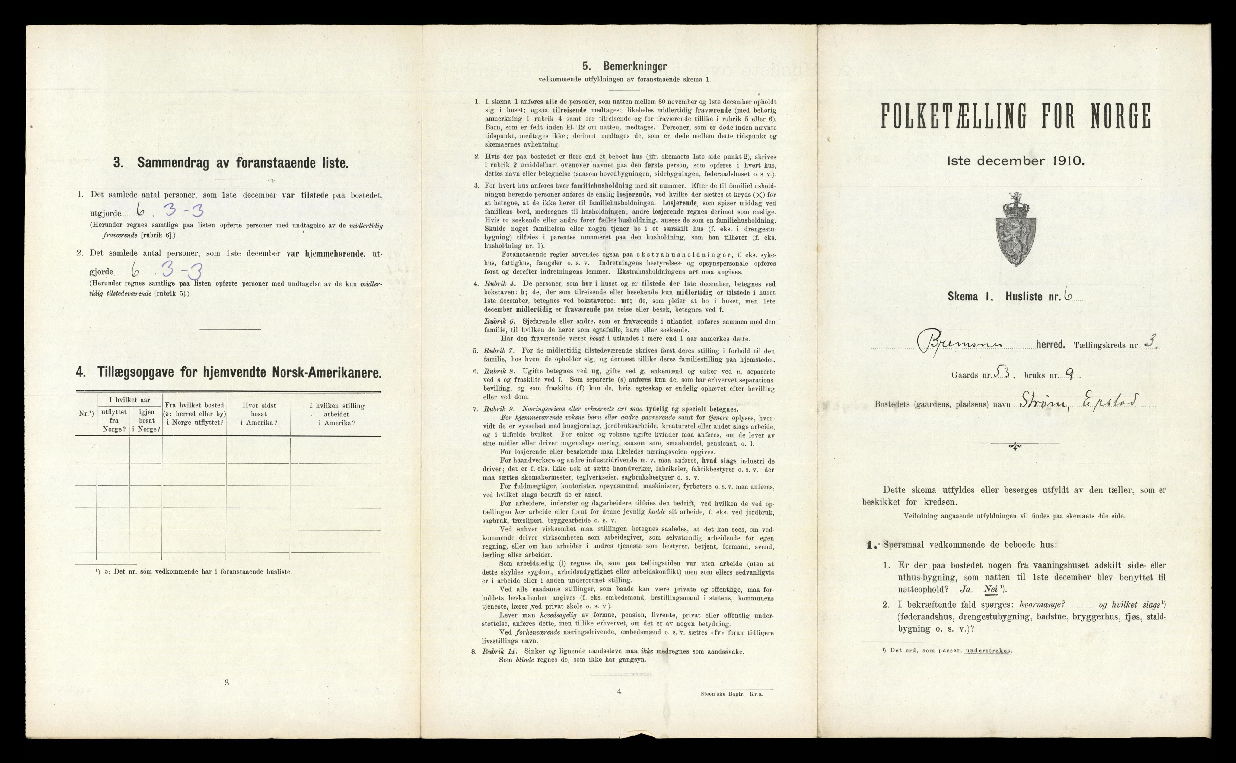 RA, 1910 census for Bremsnes, 1910, p. 380