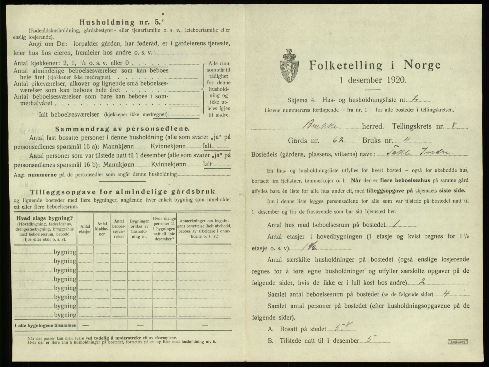 SAB, 1920 census for Brekke, 1920, p. 246