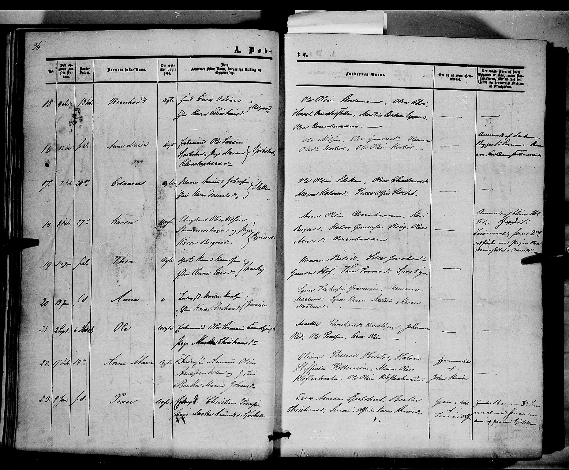 Hof prestekontor, AV/SAH-PREST-038/H/Ha/Haa/L0008: Parish register (official) no. 8, 1849-1861, p. 36