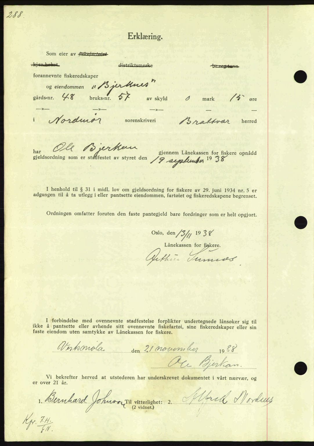 Nordmøre sorenskriveri, AV/SAT-A-4132/1/2/2Ca: Mortgage book no. B84, 1938-1939, Diary no: : 2750/1938