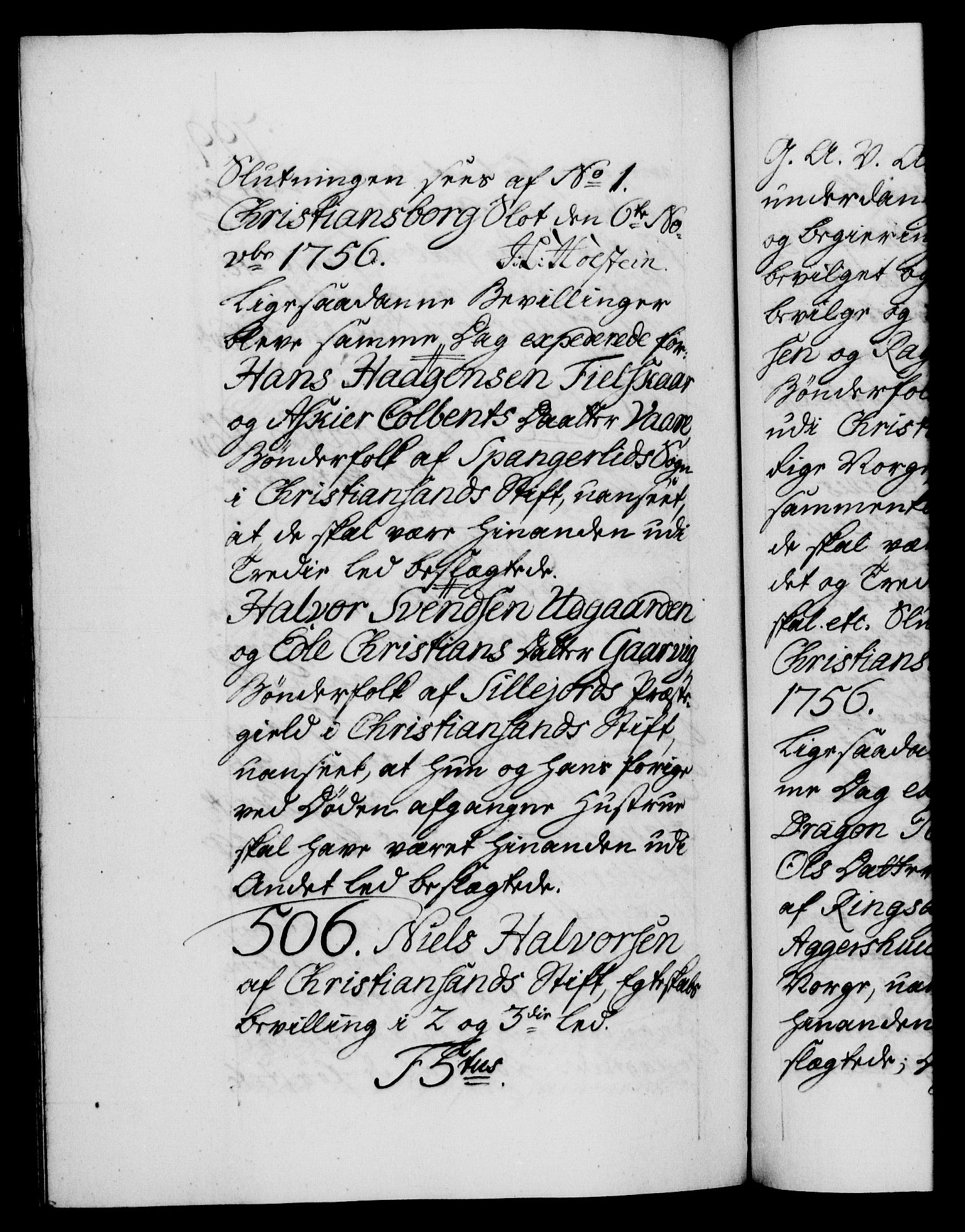 Danske Kanselli 1572-1799, AV/RA-EA-3023/F/Fc/Fca/Fcaa/L0039: Norske registre, 1755-1756, p. 799b