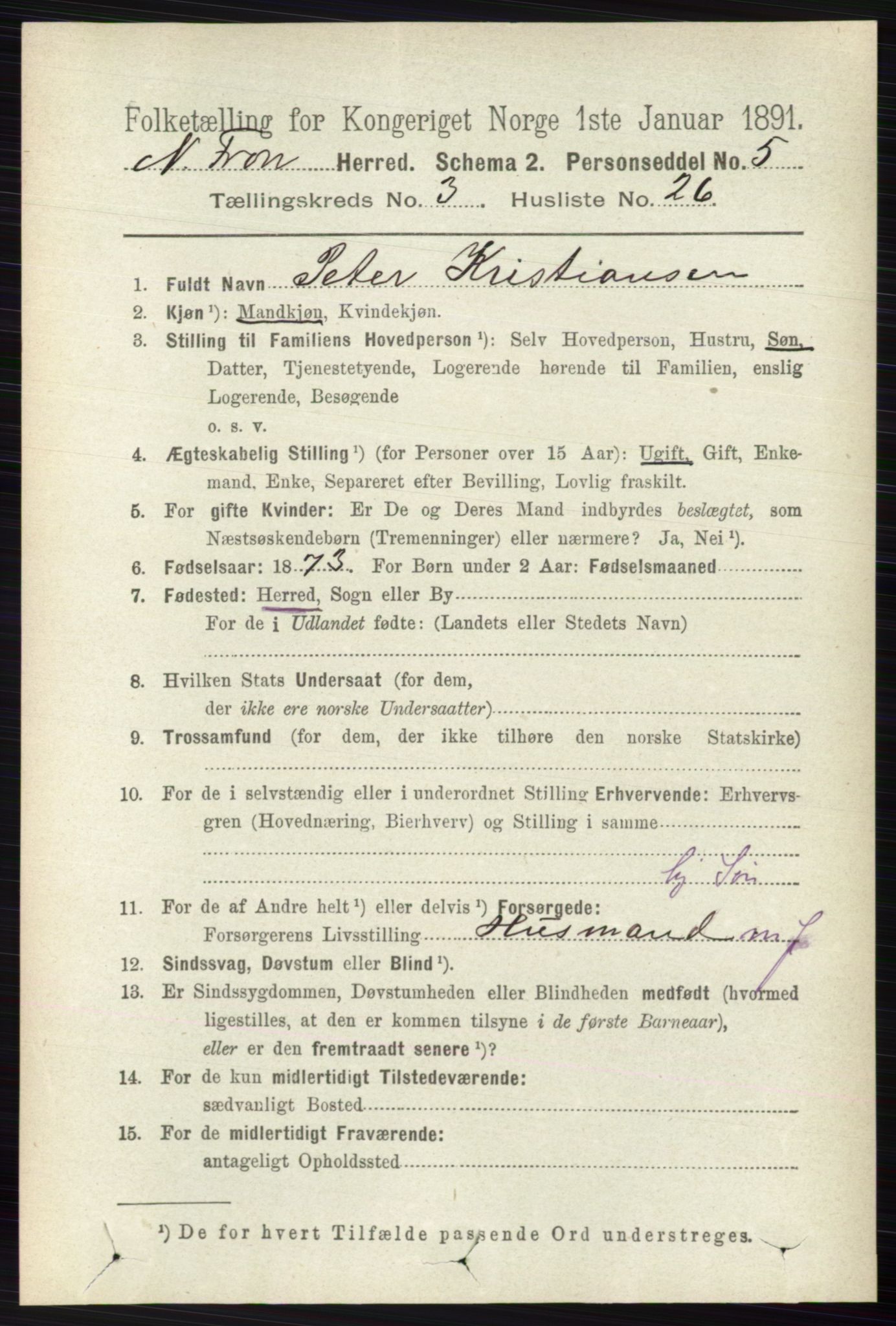 RA, 1891 census for 0518 Nord-Fron, 1891, p. 984