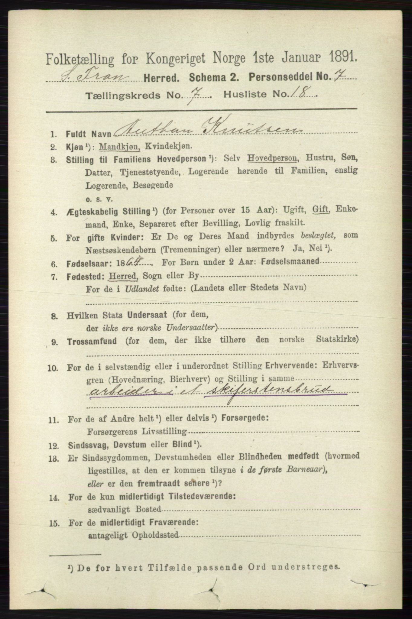 RA, 1891 census for 0519 Sør-Fron, 1891, p. 3134