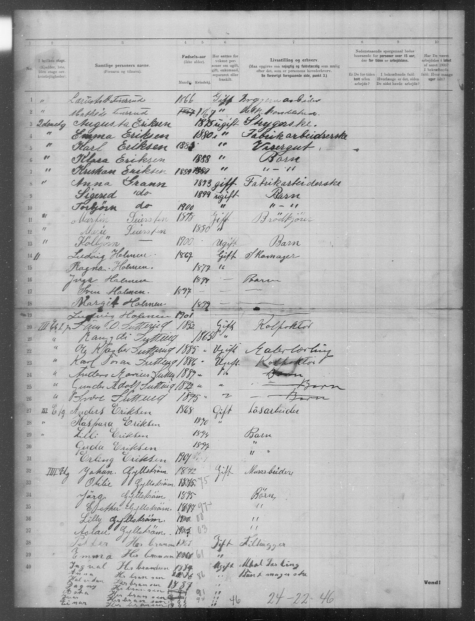 OBA, Municipal Census 1903 for Kristiania, 1903, p. 10848