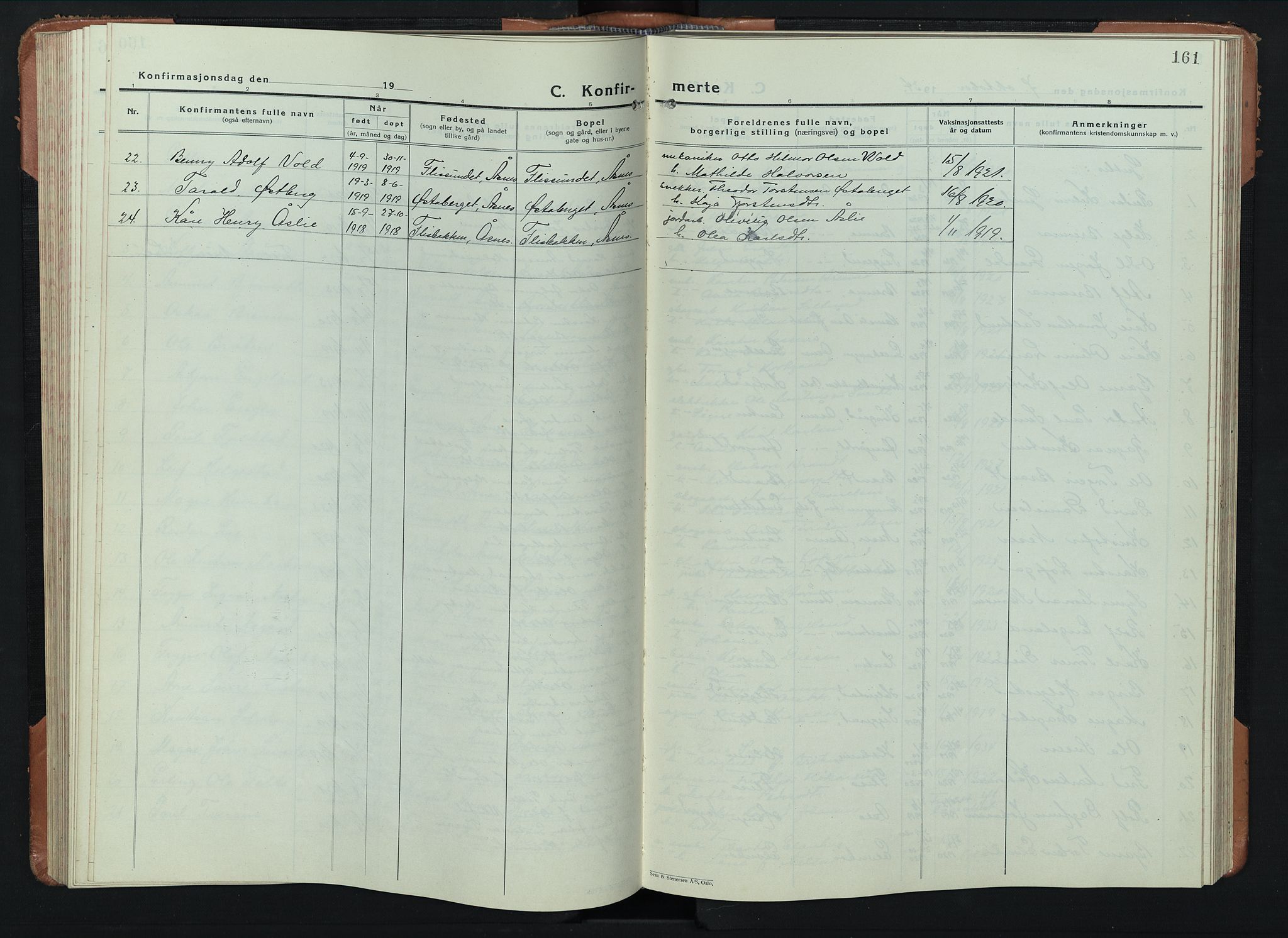 Åsnes prestekontor, SAH/PREST-042/H/Ha/Hab/L0008: Parish register (copy) no. 8, 1927-1942, p. 161