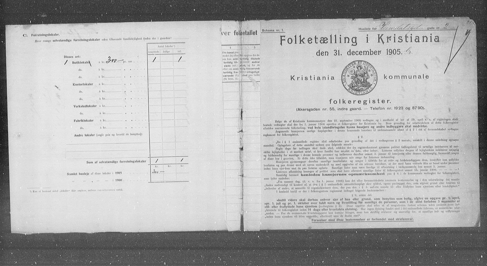 OBA, Municipal Census 1905 for Kristiania, 1905, p. 19030