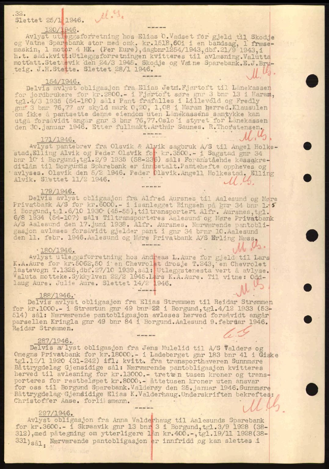 Nordre Sunnmøre sorenskriveri, SAT/A-0006/1/2/2C/2Ca: Mortgage book no. B6-14 a, 1942-1945, Diary no: : 120/1946