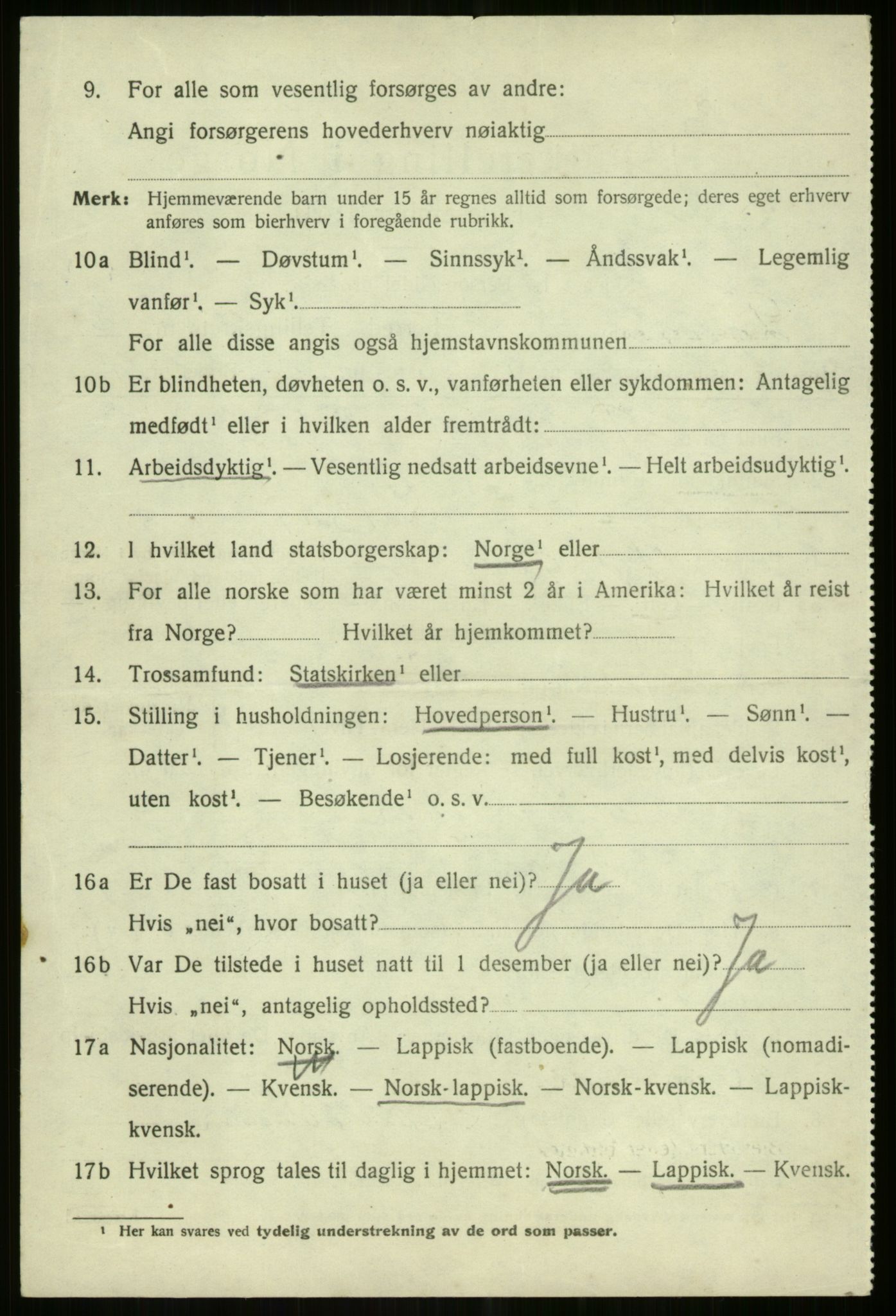 SATØ, 1920 census for Lyngen, 1920, p. 6599