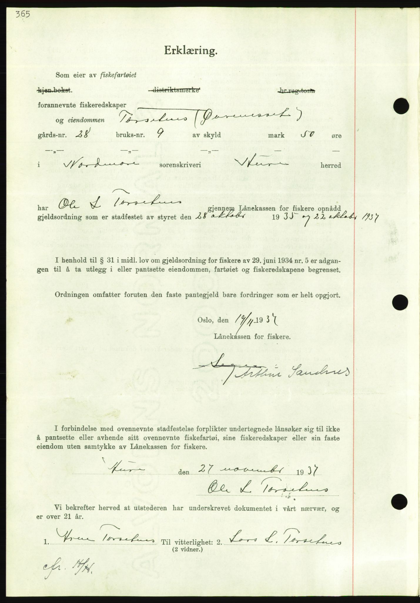 Nordmøre sorenskriveri, AV/SAT-A-4132/1/2/2Ca/L0092: Mortgage book no. B82, 1937-1938, Diary no: : 2925/1937