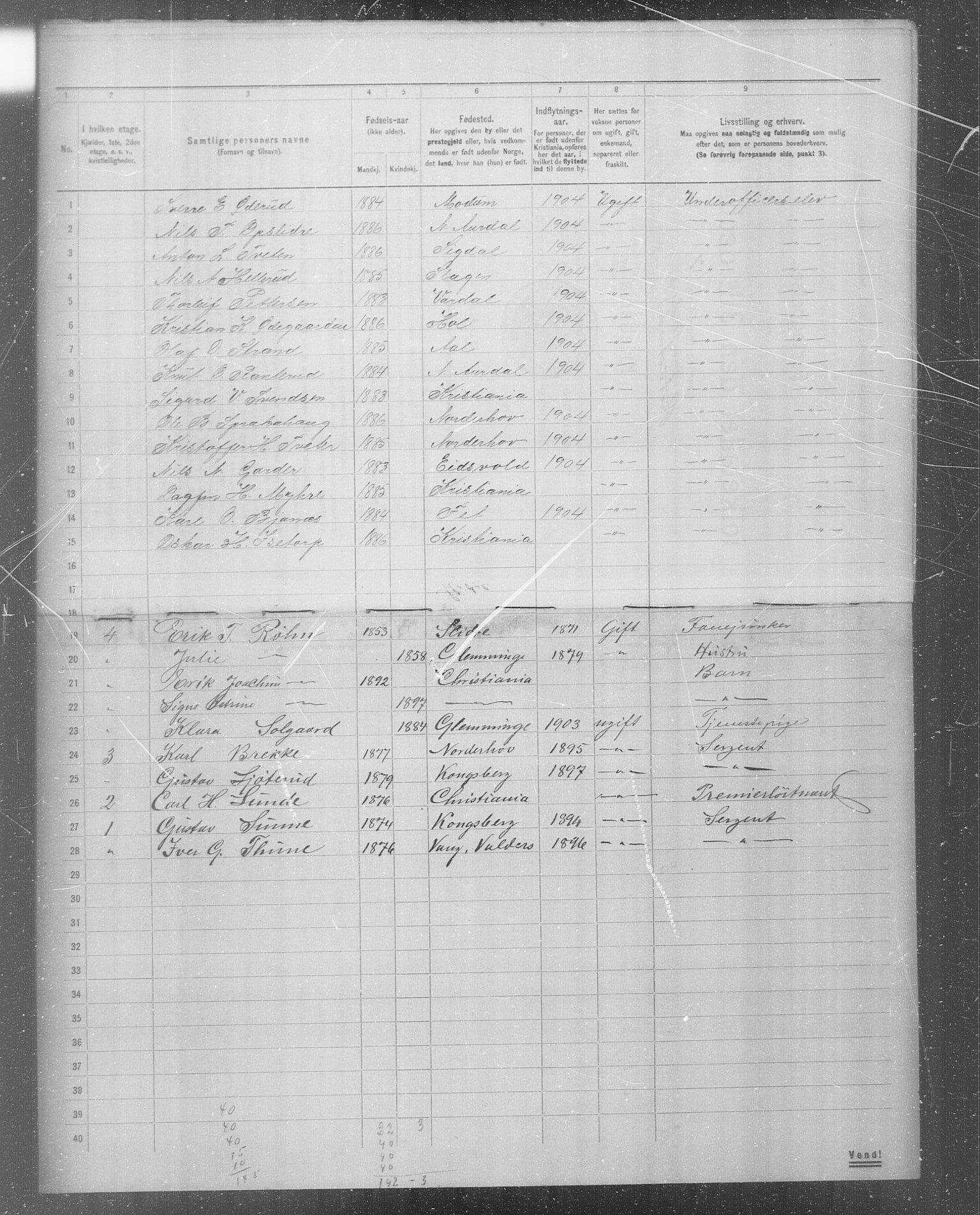 OBA, Municipal Census 1904 for Kristiania, 1904, p. 6048