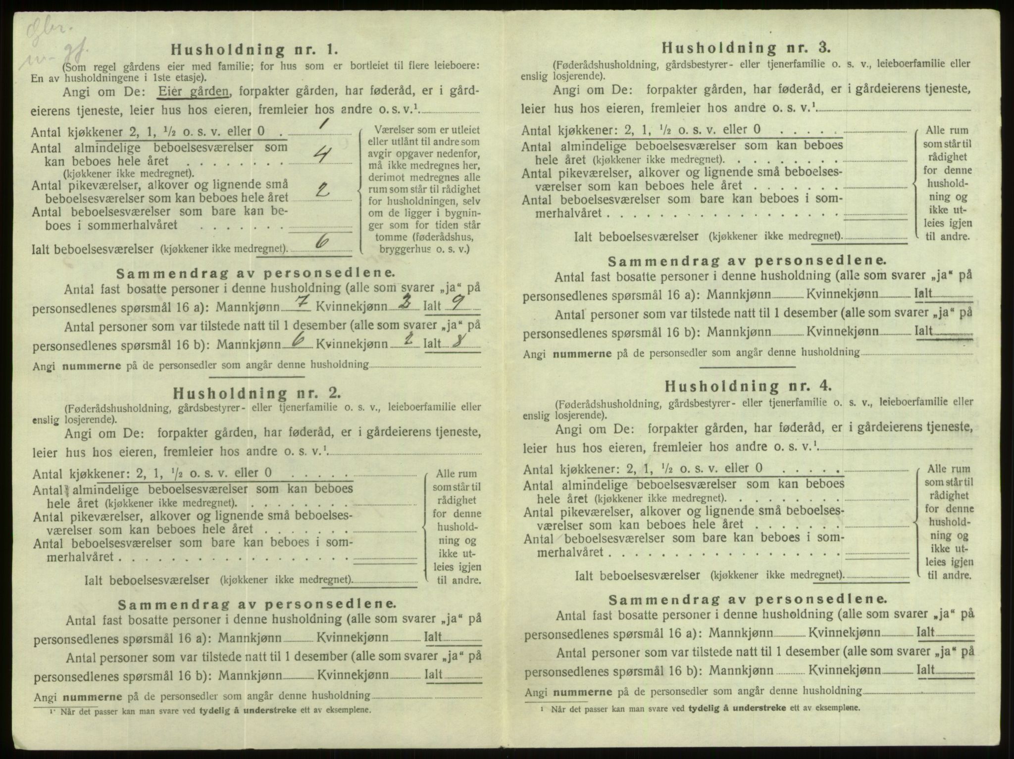 SAB, 1920 census for Hornindal, 1920, p. 106