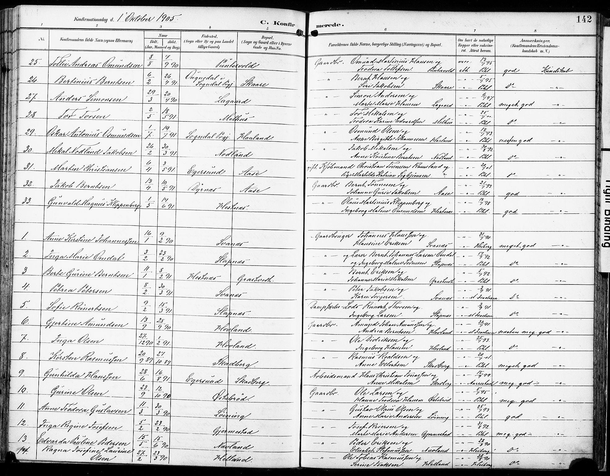 Eigersund sokneprestkontor, AV/SAST-A-101807/S08/L0018: Parish register (official) no. A 17, 1892-1905, p. 142