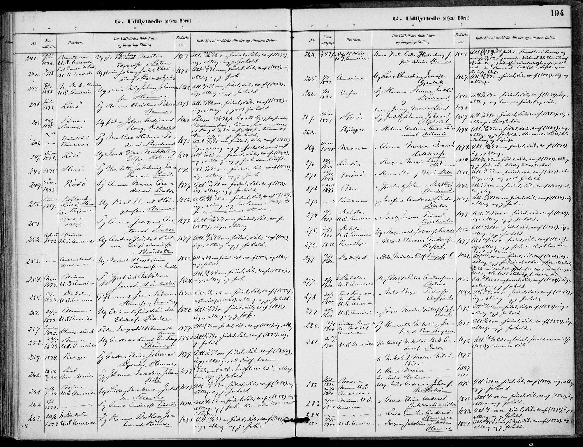 Ministerialprotokoller, klokkerbøker og fødselsregistre - Nordland, SAT/A-1459/825/L0362: Parish register (official) no. 825A16, 1886-1908, p. 194