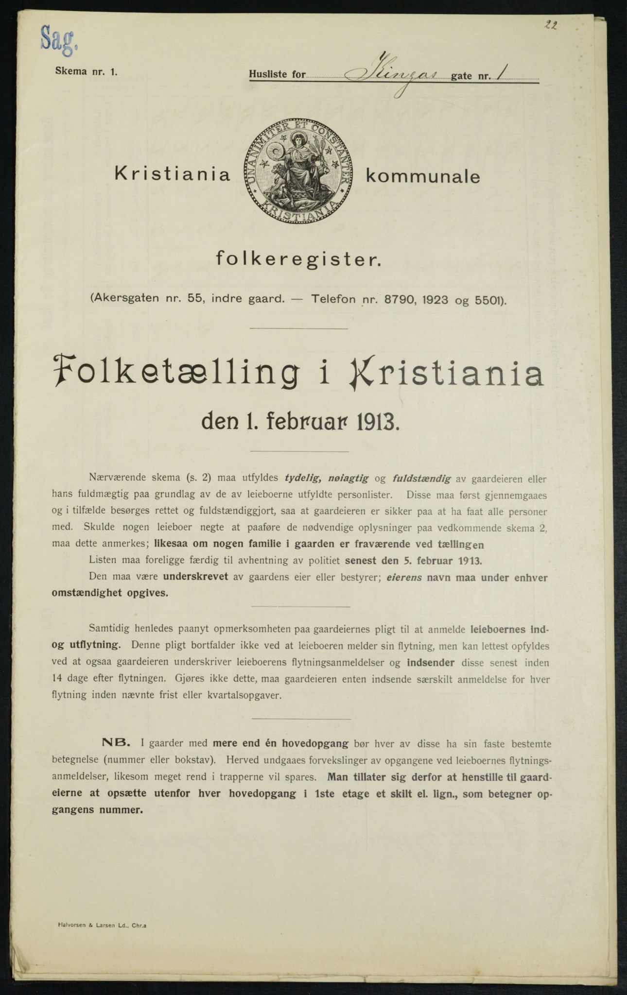 OBA, Municipal Census 1913 for Kristiania, 1913, p. 49263