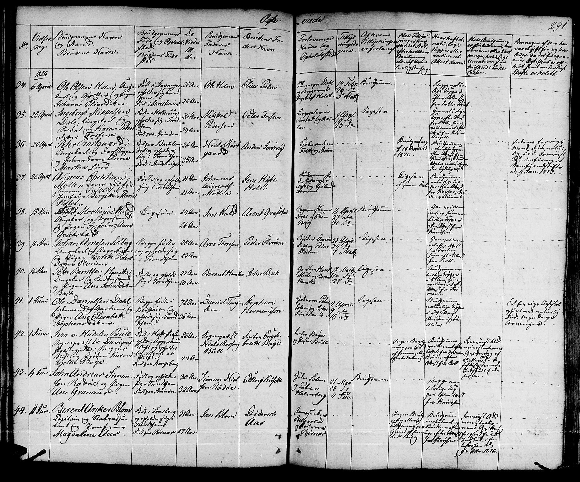 Ministerialprotokoller, klokkerbøker og fødselsregistre - Sør-Trøndelag, AV/SAT-A-1456/601/L0045: Parish register (official) no. 601A13, 1821-1831, p. 291