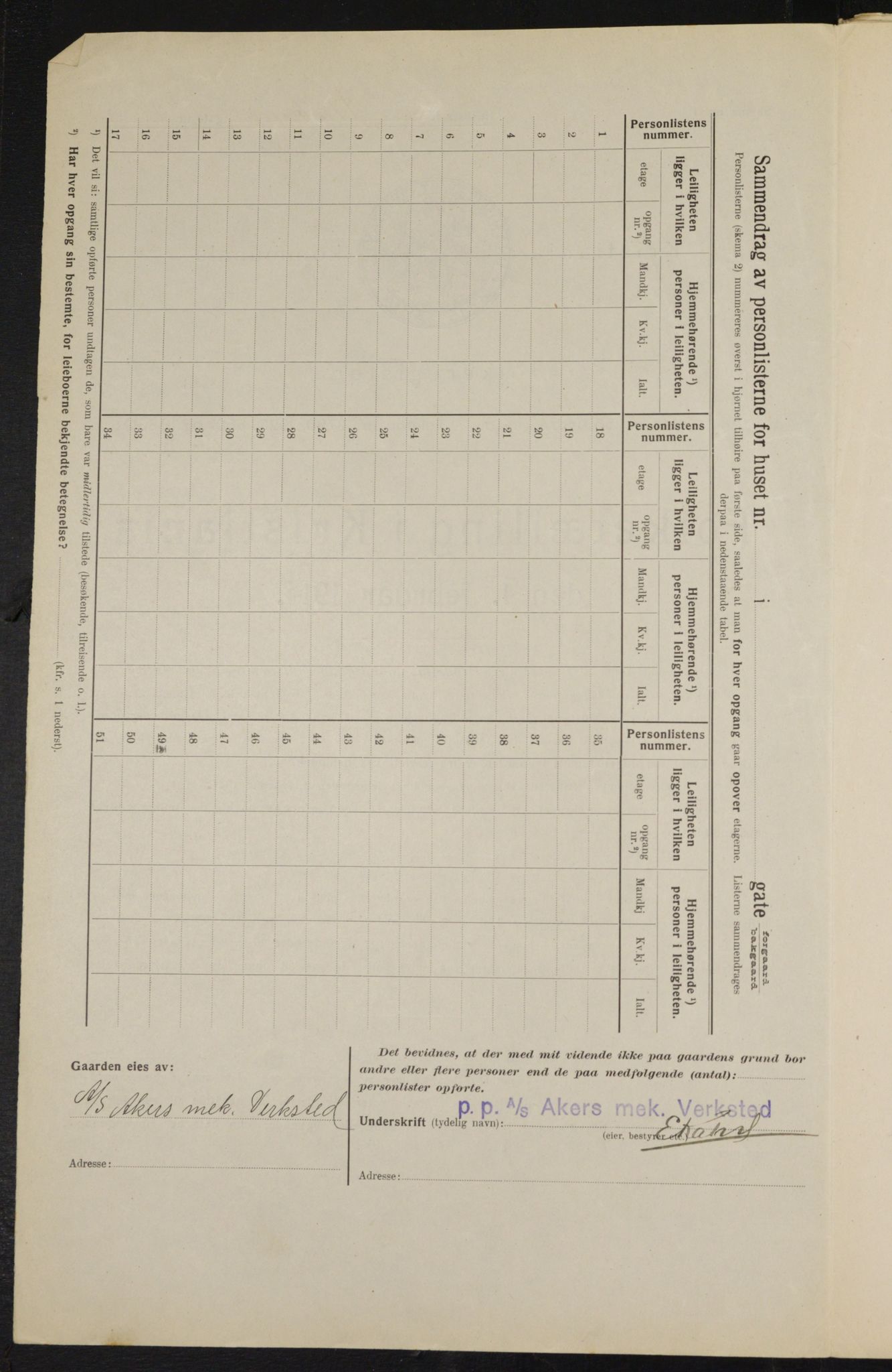 OBA, Municipal Census 1914 for Kristiania, 1914, p. 105122