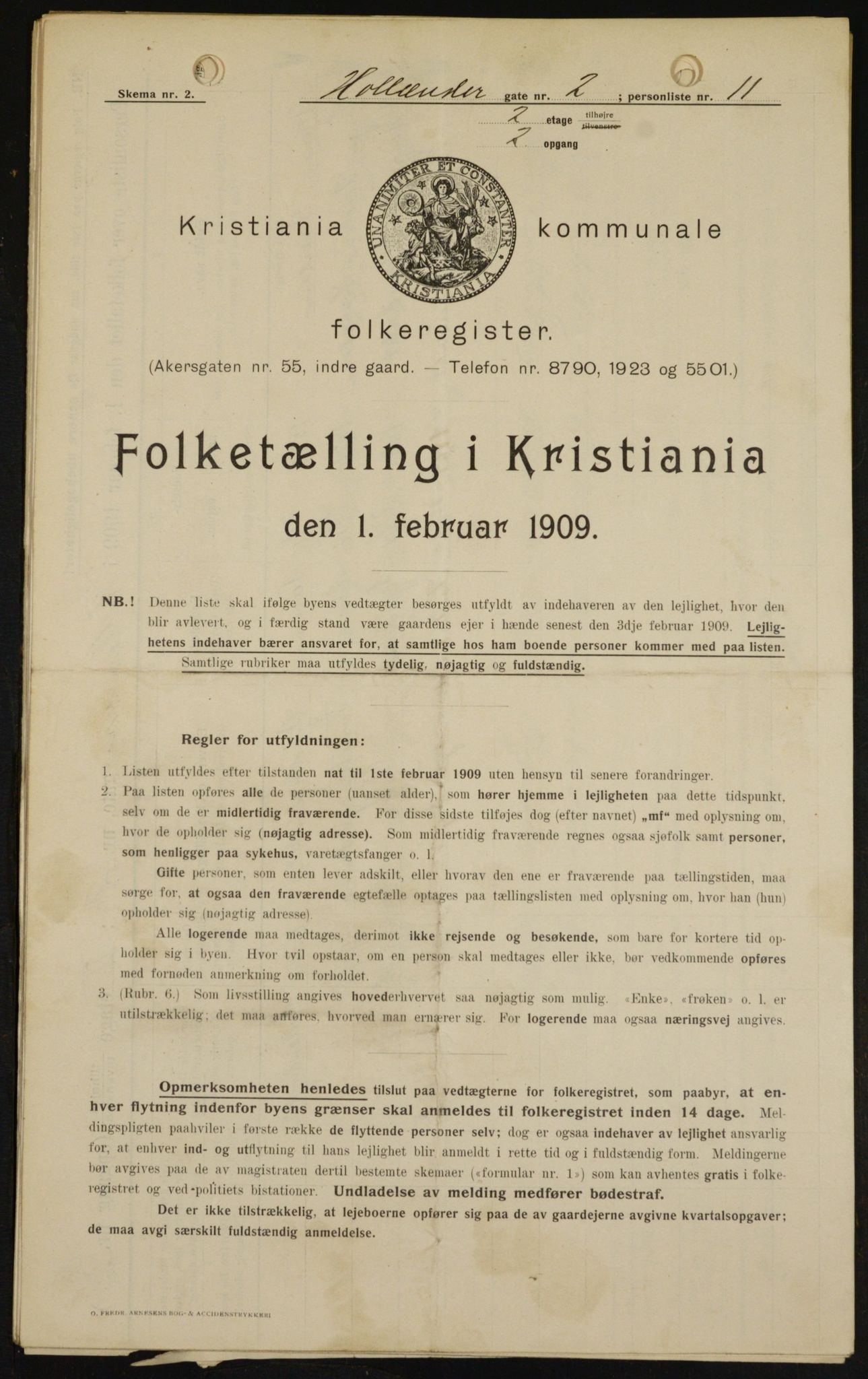 OBA, Municipal Census 1909 for Kristiania, 1909, p. 36846