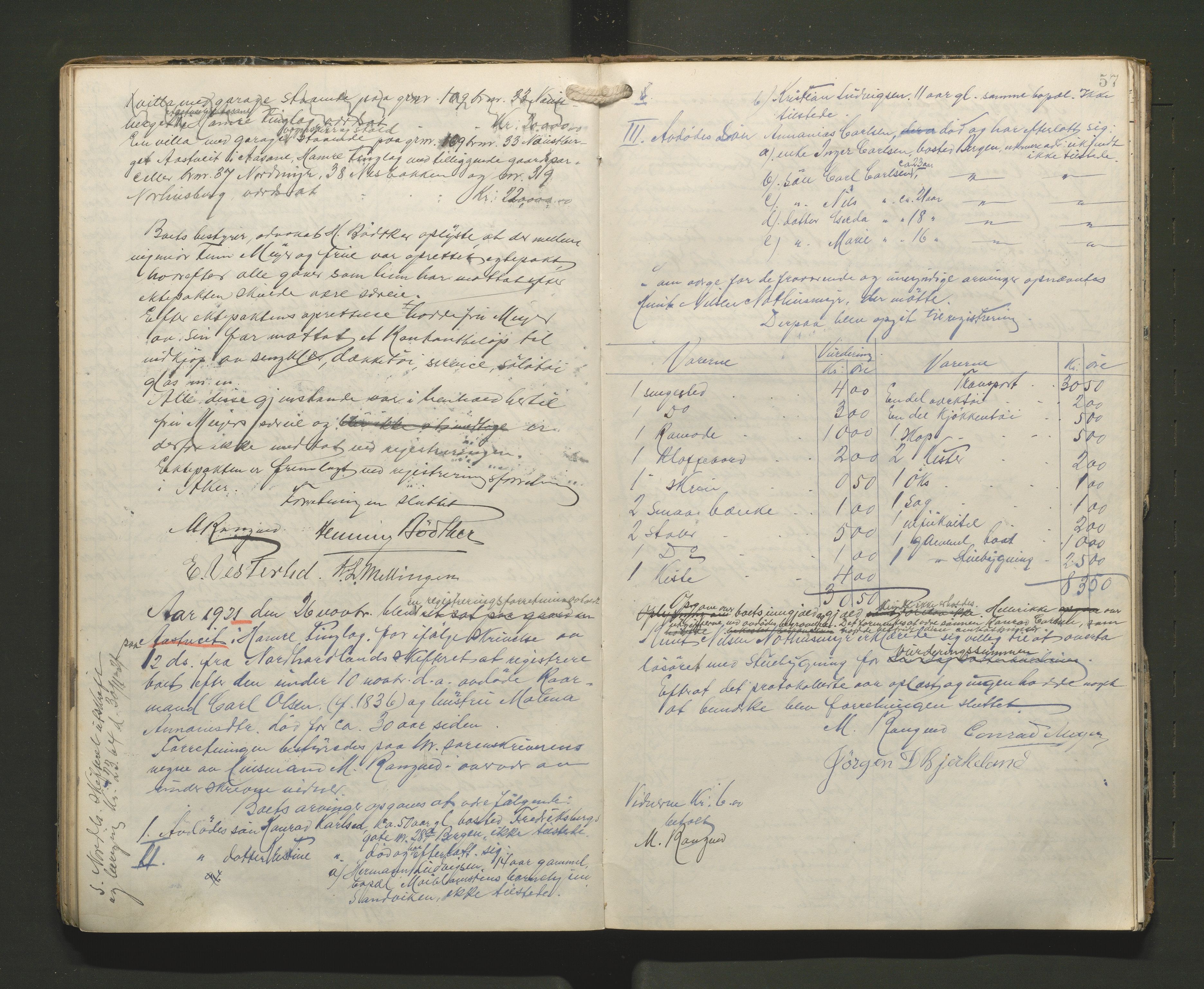 Lensmannen i Hamre, SAB/A-32601/0006/L0004: Registreringsprotokoll, 1917-1928, p. 56b-57a