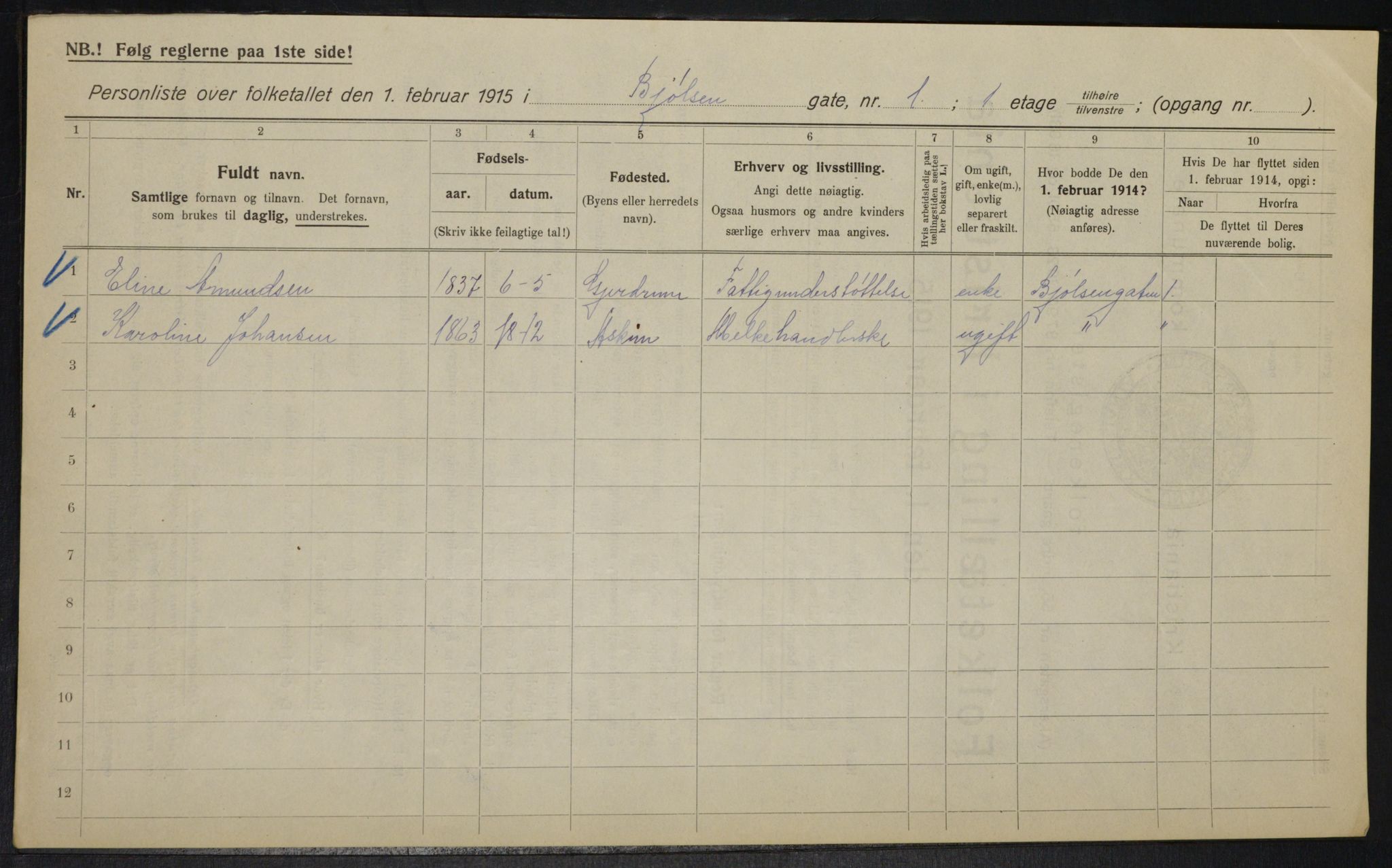 OBA, Municipal Census 1915 for Kristiania, 1915, p. 6452