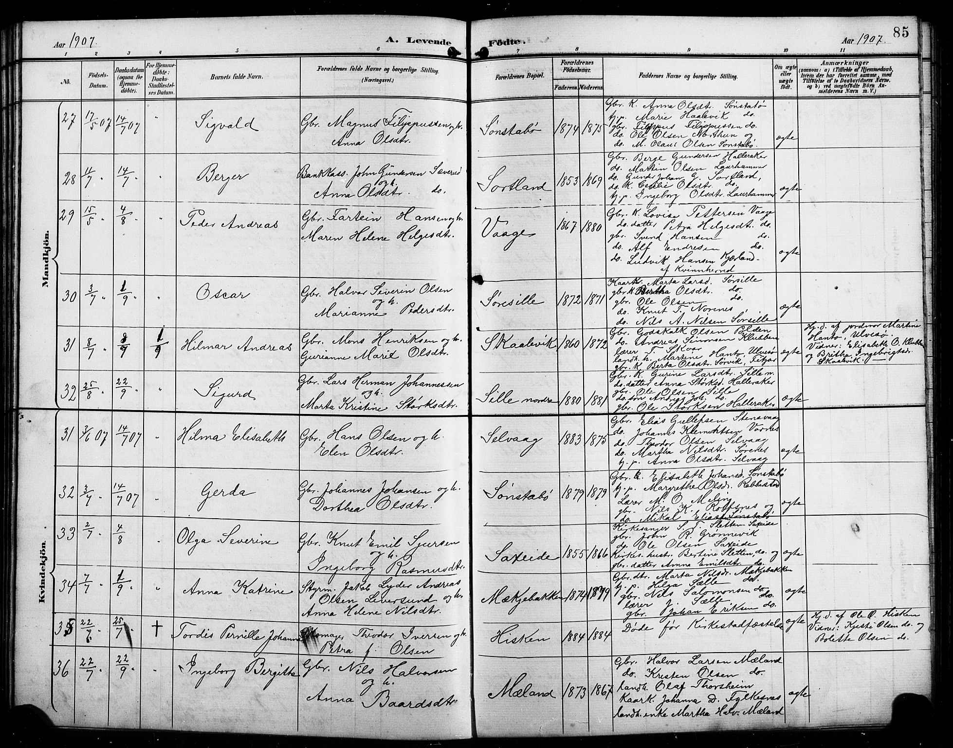 Finnås sokneprestembete, SAB/A-99925/H/Ha/Hab/Habb/L0004: Parish register (copy) no. B 4, 1897-1907, p. 85