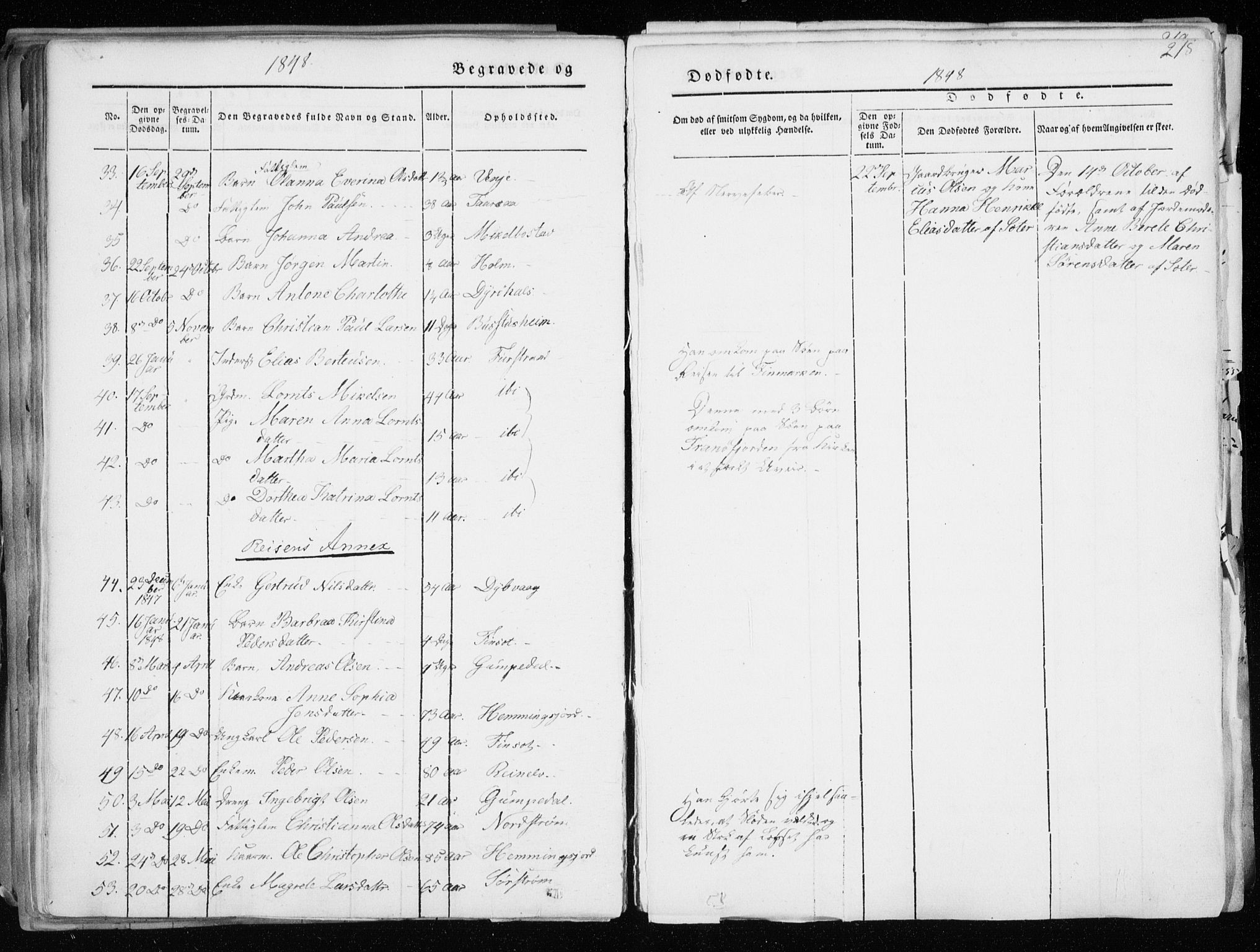 Tranøy sokneprestkontor, SATØ/S-1313/I/Ia/Iaa/L0006kirke: Parish register (official) no. 6, 1844-1855, p. 218