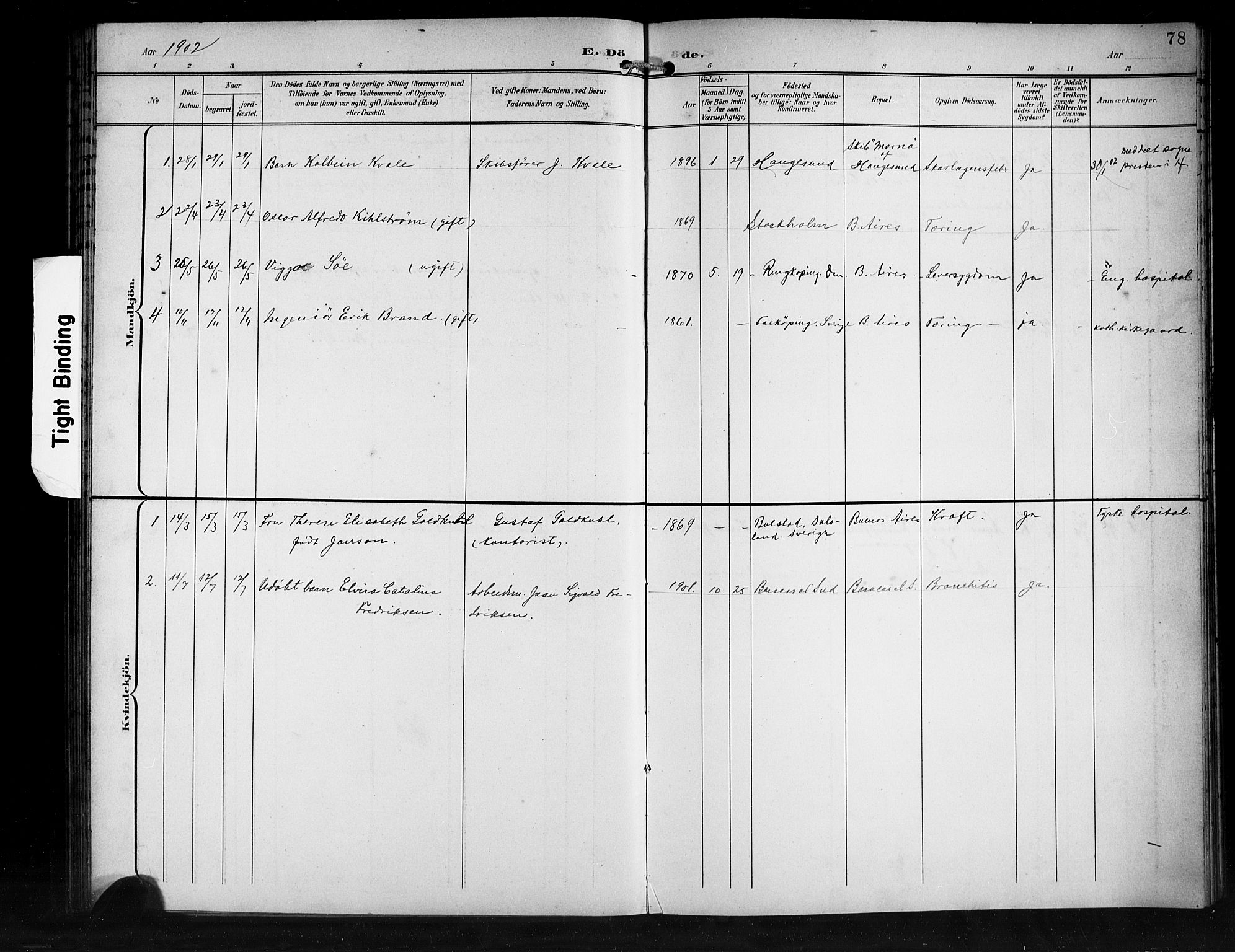 Den norske sjømannsmisjon i utlandet/Syd-Amerika (Buenos Aires m.fl.), SAB/SAB/PA-0118/H/Ha/L0002: Parish register (official) no. A 2, 1899-1919, p. 78