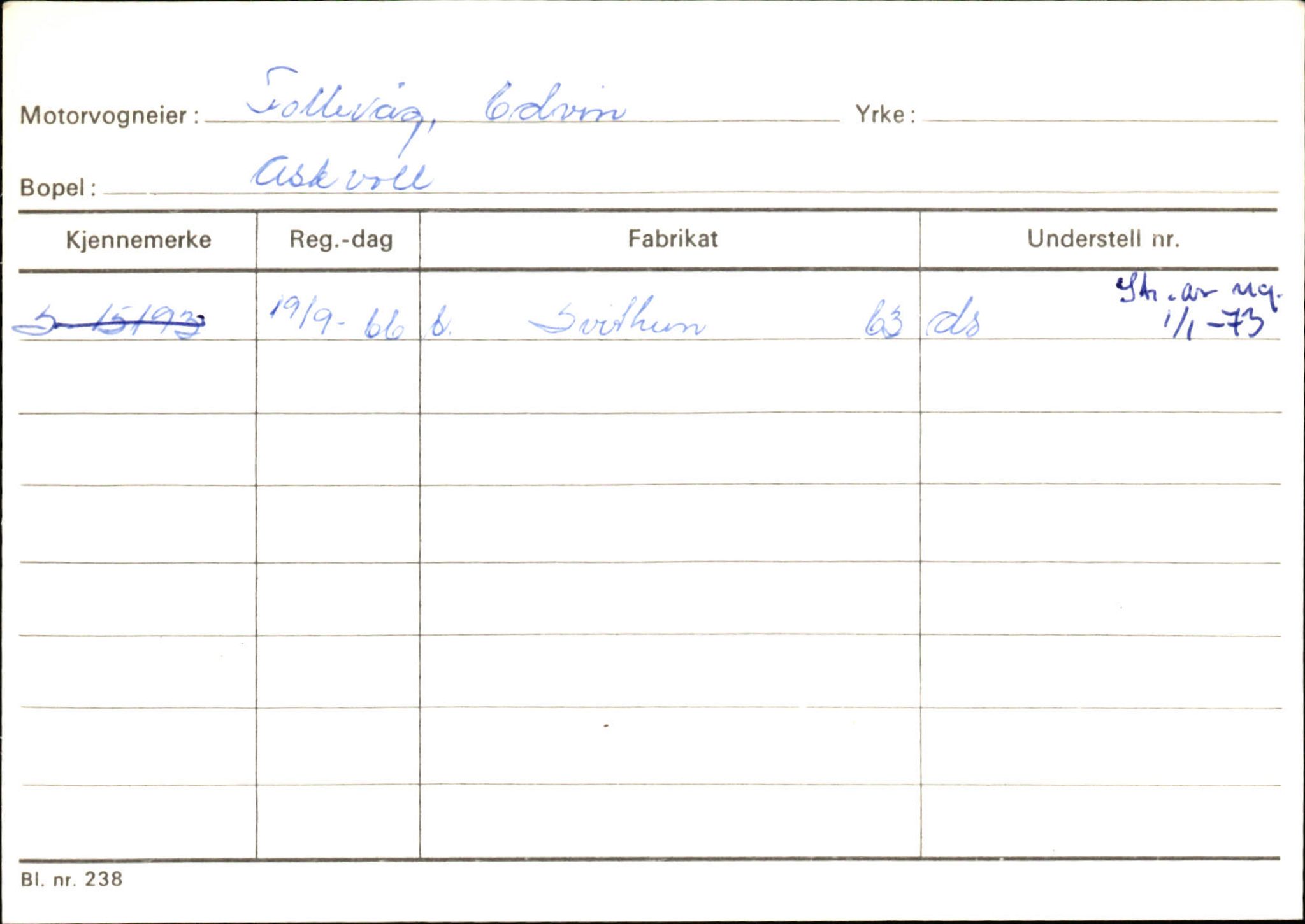 Statens vegvesen, Sogn og Fjordane vegkontor, AV/SAB-A-5301/4/F/L0132: Eigarregister Askvoll A-Å. Balestrand A-Å, 1945-1975, p. 289