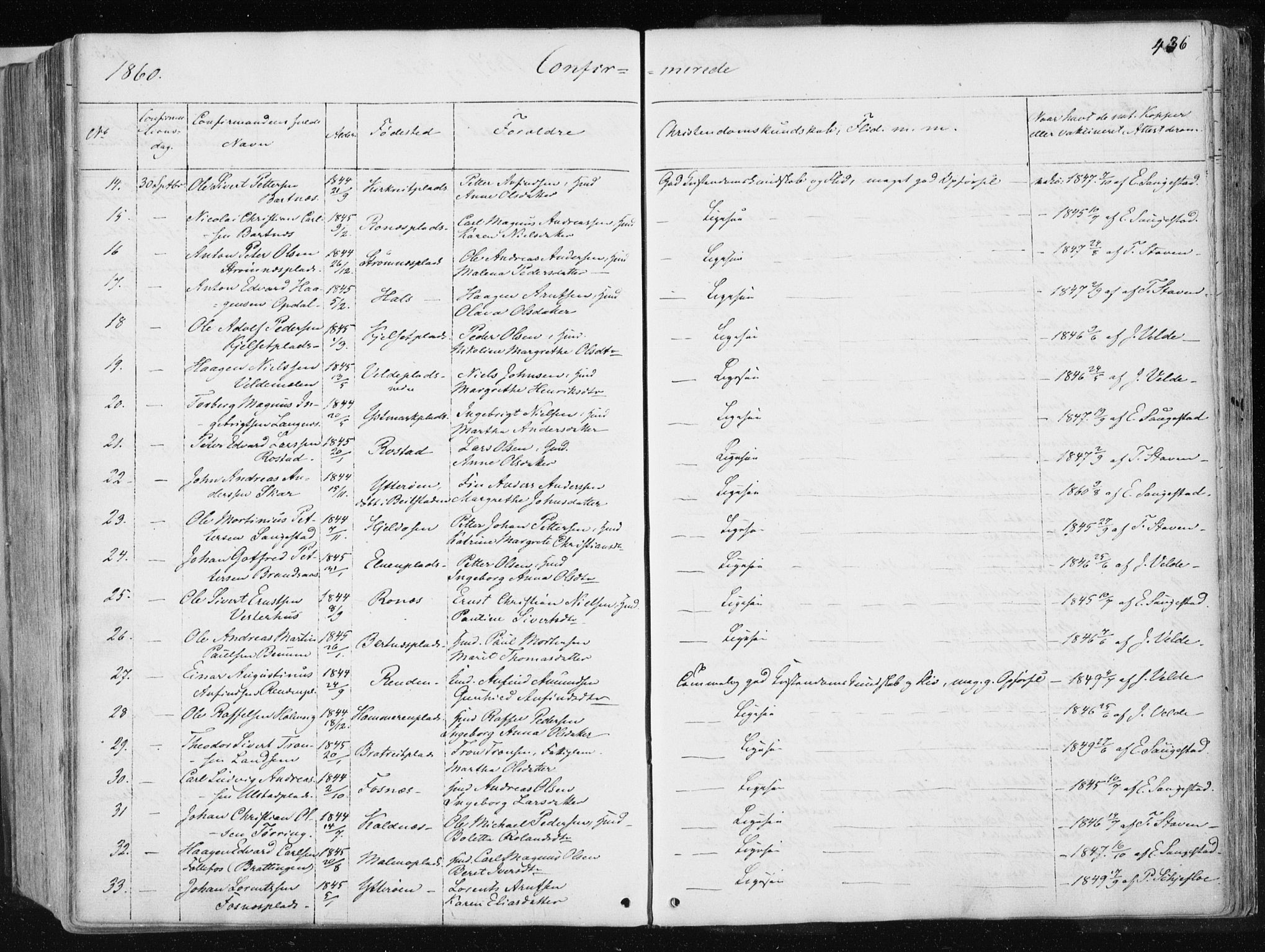 Ministerialprotokoller, klokkerbøker og fødselsregistre - Nord-Trøndelag, SAT/A-1458/741/L0393: Parish register (official) no. 741A07, 1849-1863, p. 436