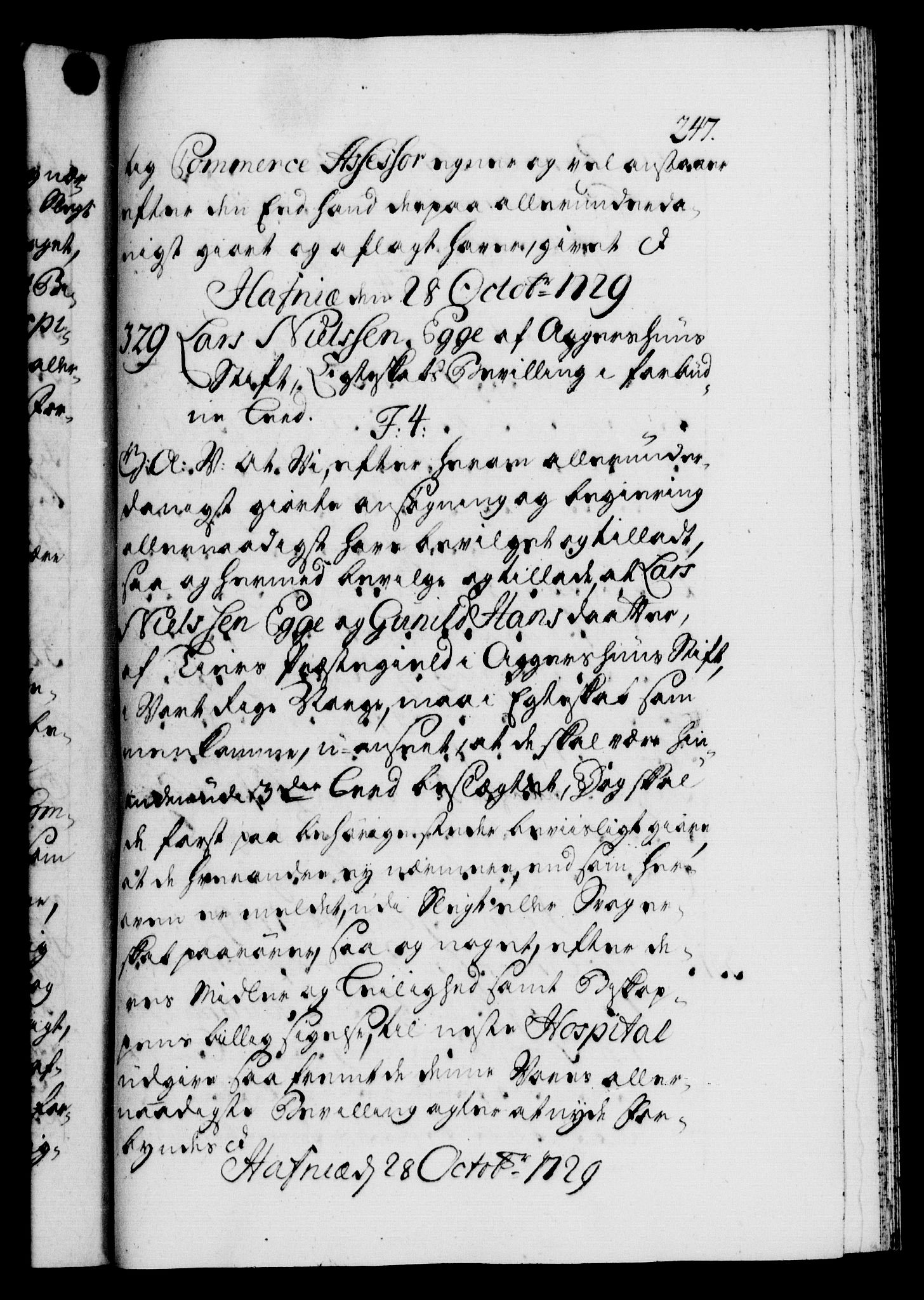 Danske Kanselli 1572-1799, AV/RA-EA-3023/F/Fc/Fca/Fcaa/L0026: Norske registre, 1729-1730, p. 247a