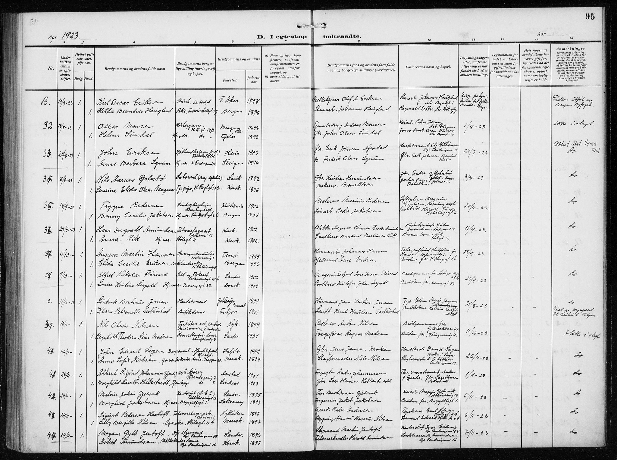 Mariakirken Sokneprestembete, AV/SAB-A-76901/H/Haa/L0015: Parish register (official) no. C 3, 1913-1927, p. 95