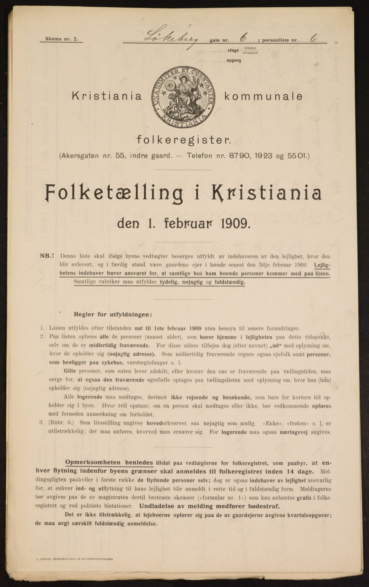 OBA, Municipal Census 1909 for Kristiania, 1909, p. 53257