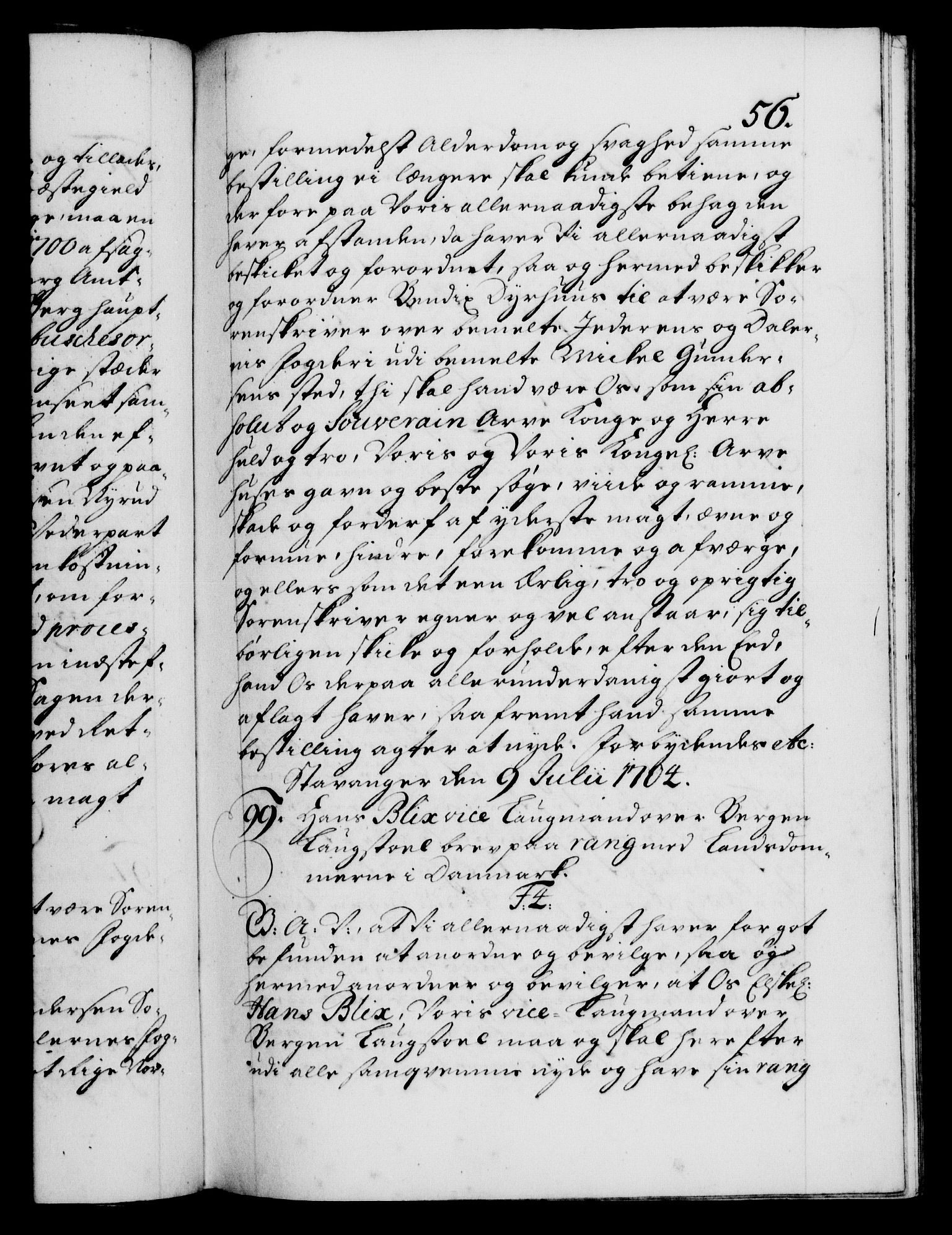 Danske Kanselli 1572-1799, AV/RA-EA-3023/F/Fc/Fca/Fcaa/L0019: Norske registre, 1704-1707, p. 56a