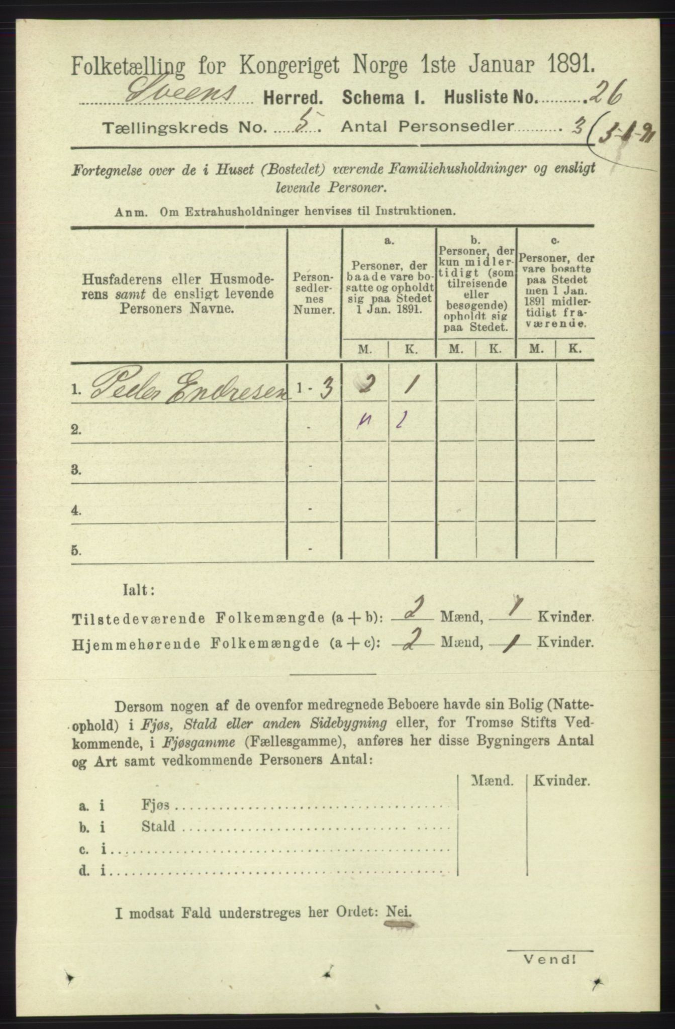 RA, 1891 census for 1216 Sveio, 1891, p. 1436