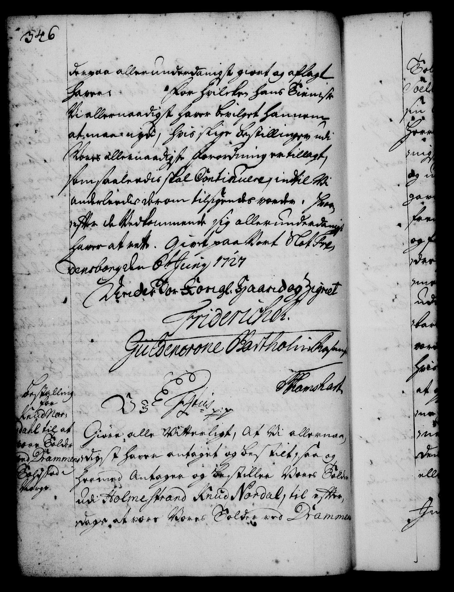 Rentekammeret, Kammerkanselliet, RA/EA-3111/G/Gg/Gge/L0001: Norsk bestallingsprotokoll med register (merket RK 53.25), 1720-1730, p. 346