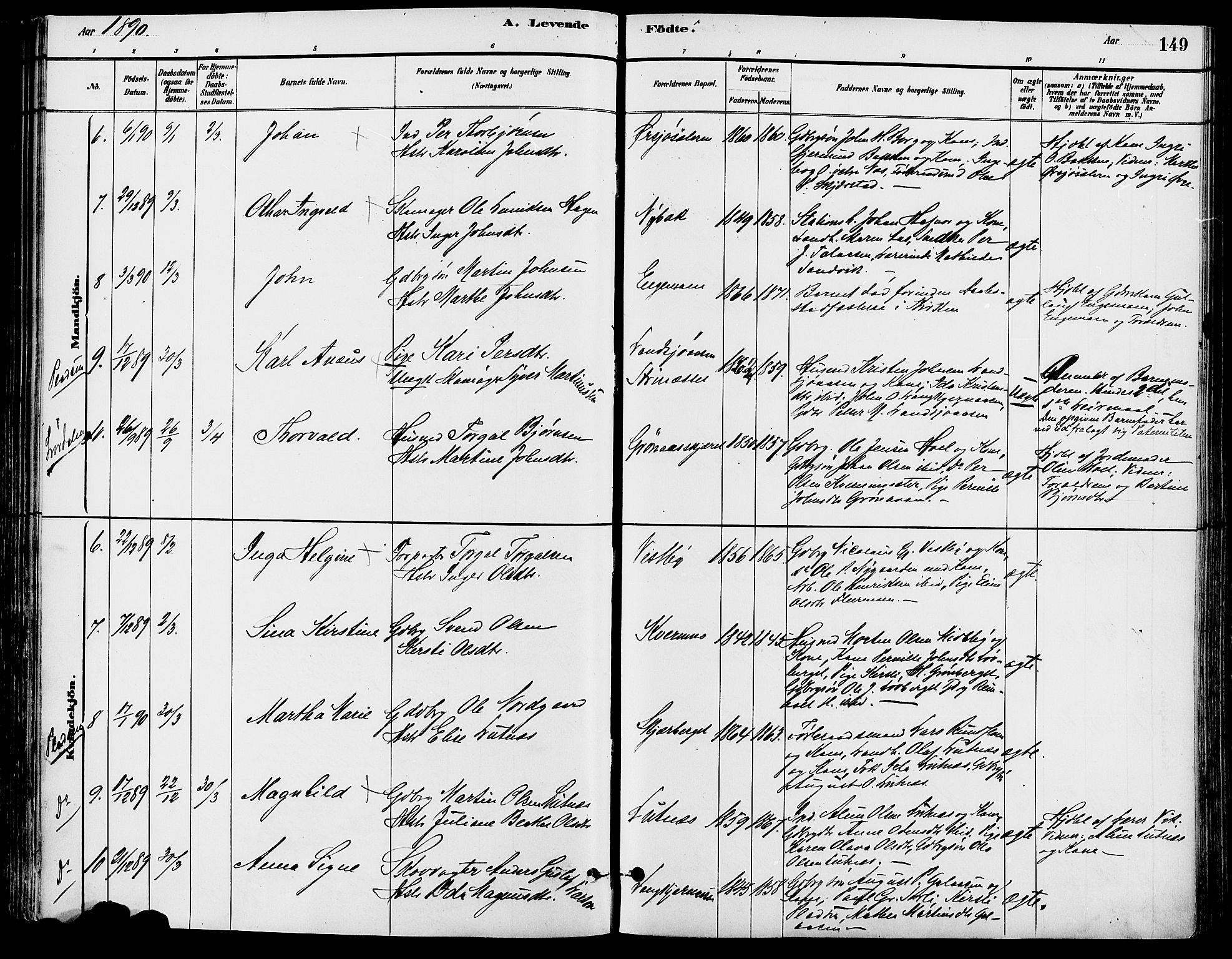 Trysil prestekontor, AV/SAH-PREST-046/H/Ha/Haa/L0008: Parish register (official) no. 8, 1881-1897, p. 149