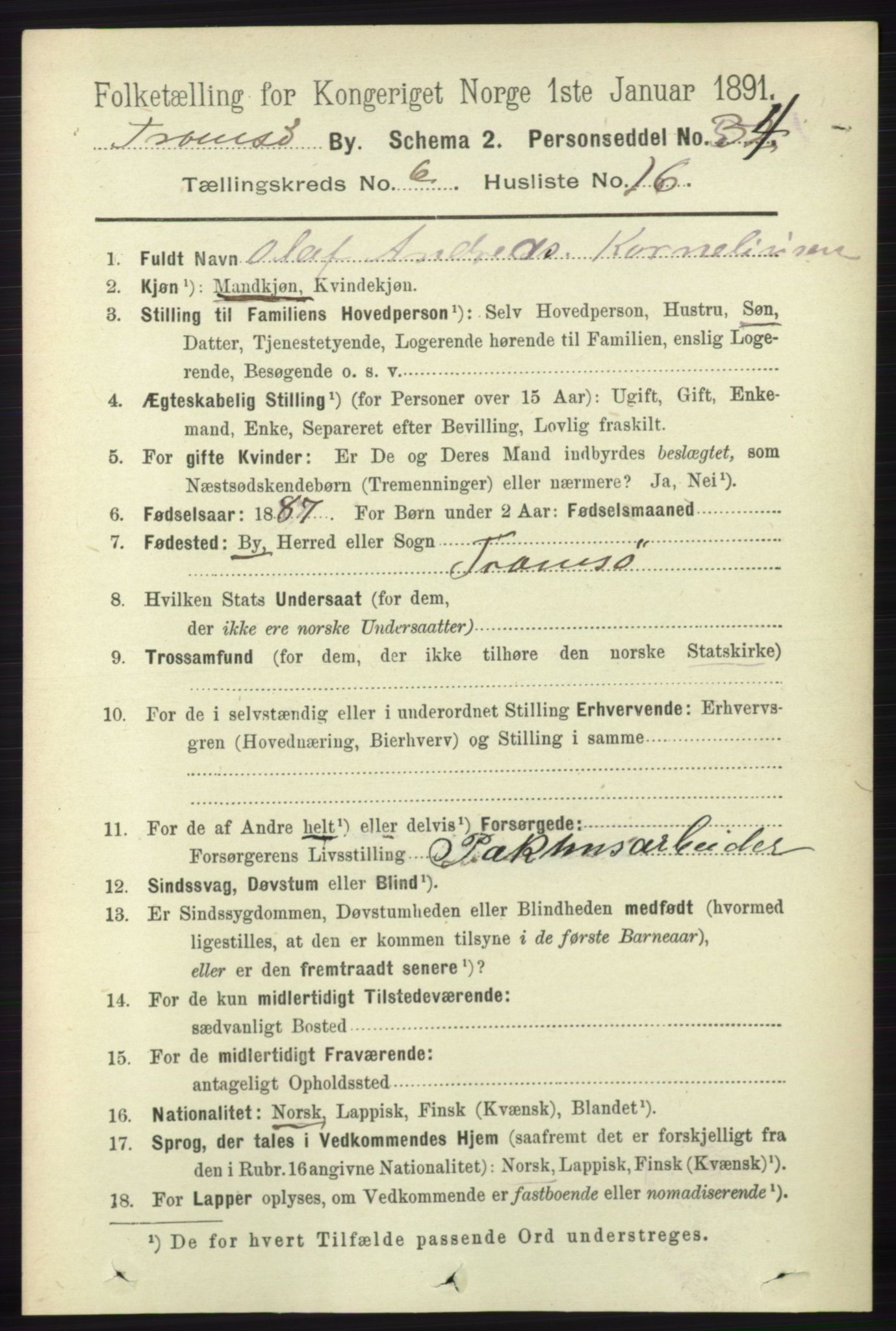 RA, 1891 census for 1902 Tromsø, 1891, p. 5763