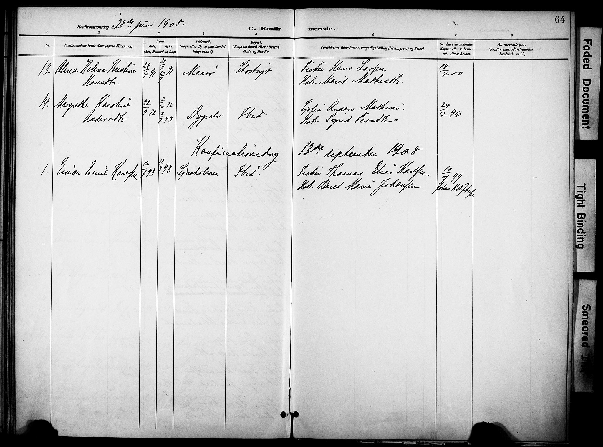 Hammerfest sokneprestkontor, AV/SATØ-S-1347/H/Ha/L0012.kirke: Parish register (official) no. 12, 1898-1908, p. 64