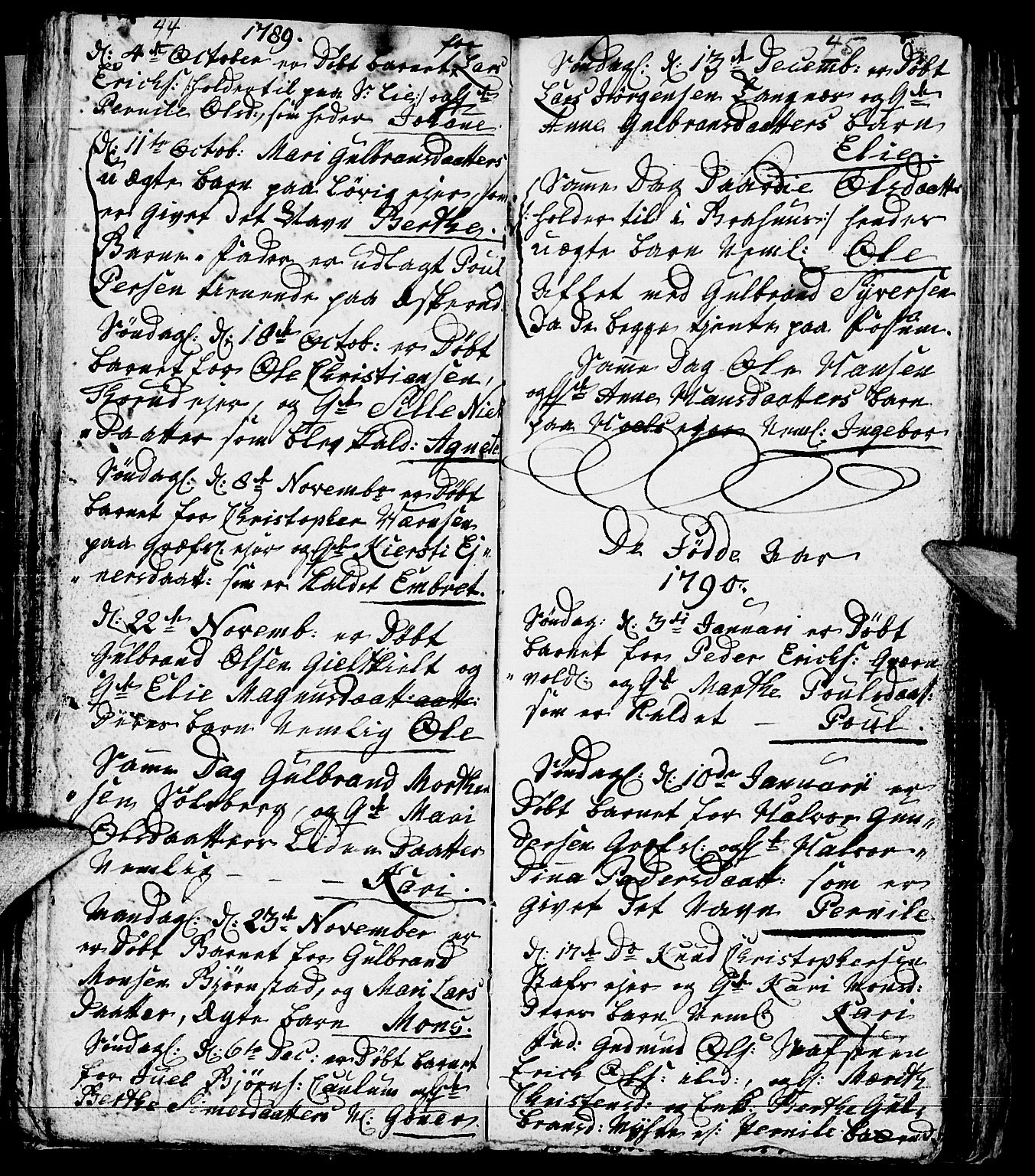 Nes prestekontor, Hedmark, AV/SAH-PREST-020/L/La/L0002: Parish register (copy) no. 2, 1785-1813, p. 44-45