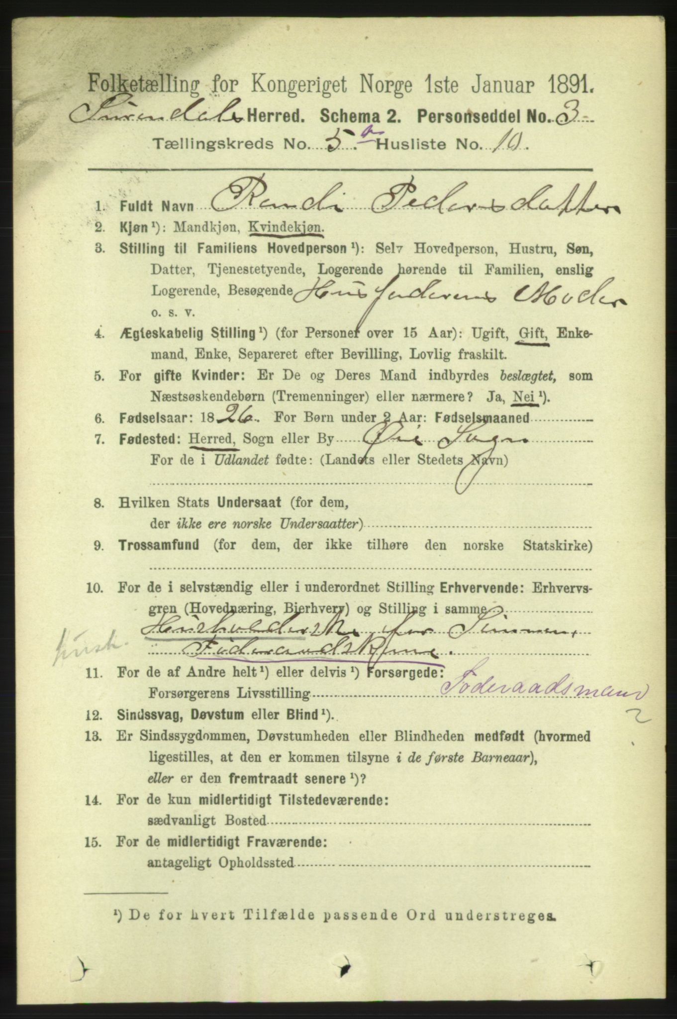 RA, 1891 census for 1566 Surnadal, 1891, p. 1447