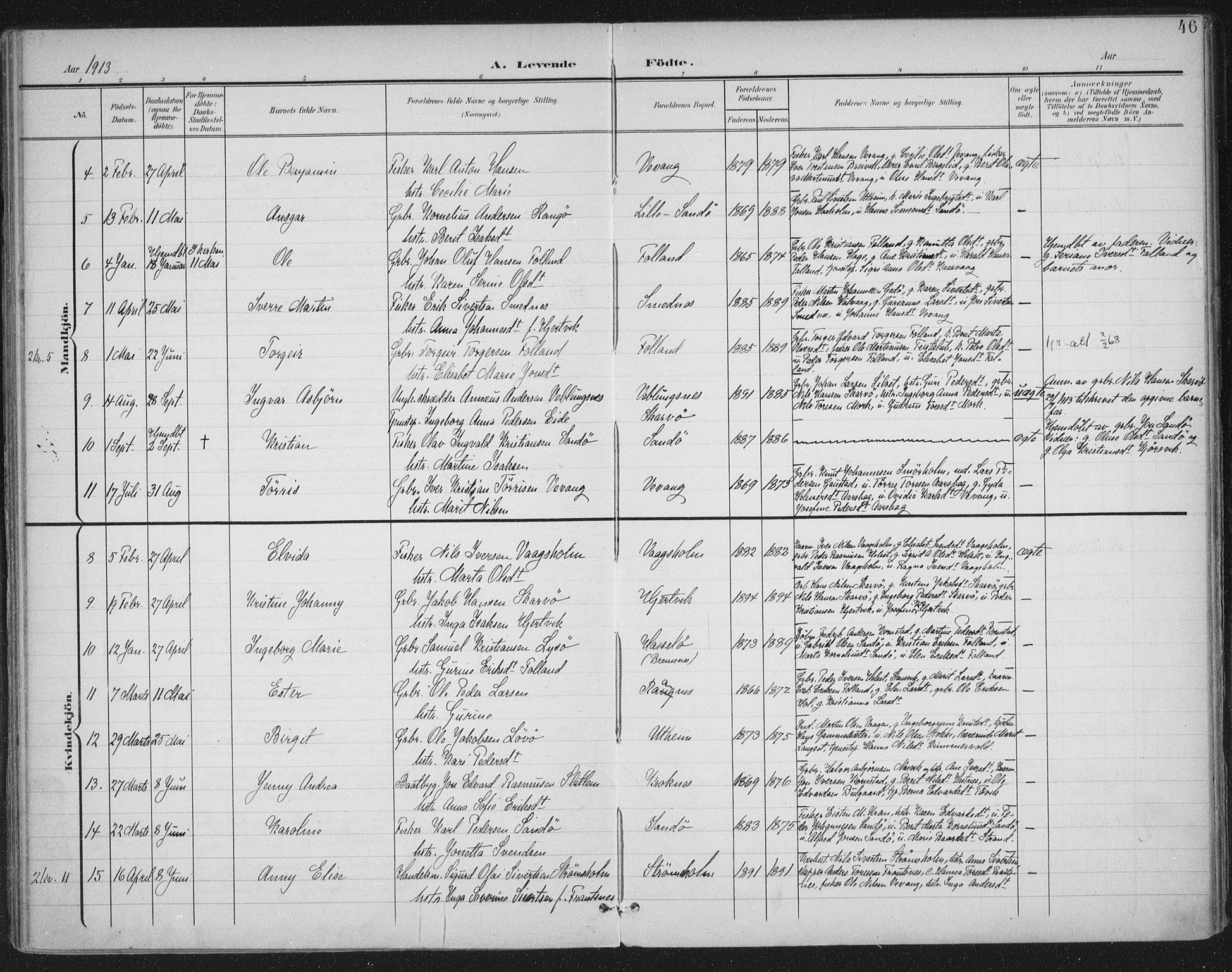 Ministerialprotokoller, klokkerbøker og fødselsregistre - Møre og Romsdal, AV/SAT-A-1454/570/L0833: Parish register (official) no. 570A07, 1901-1914, p. 46