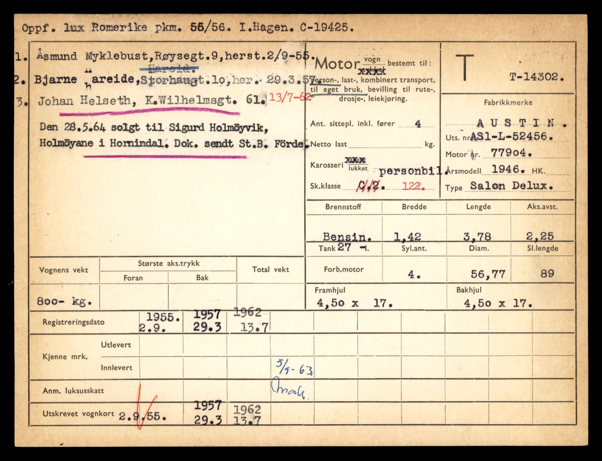 Møre og Romsdal vegkontor - Ålesund trafikkstasjon, AV/SAT-A-4099/F/Fe/L0044: Registreringskort for kjøretøy T 14205 - T 14319, 1927-1998, p. 2799