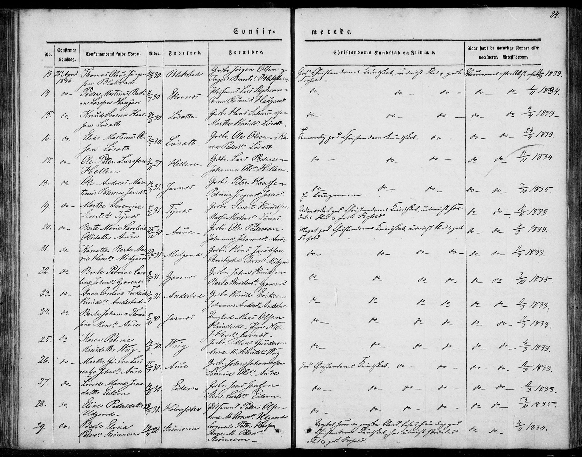 Ministerialprotokoller, klokkerbøker og fødselsregistre - Møre og Romsdal, AV/SAT-A-1454/522/L0312: Parish register (official) no. 522A07, 1843-1851, p. 84