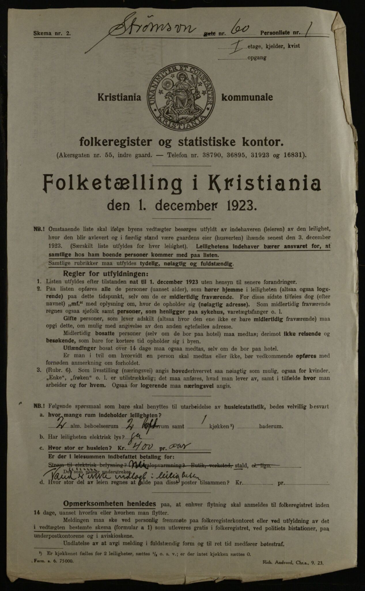 OBA, Municipal Census 1923 for Kristiania, 1923, p. 115594