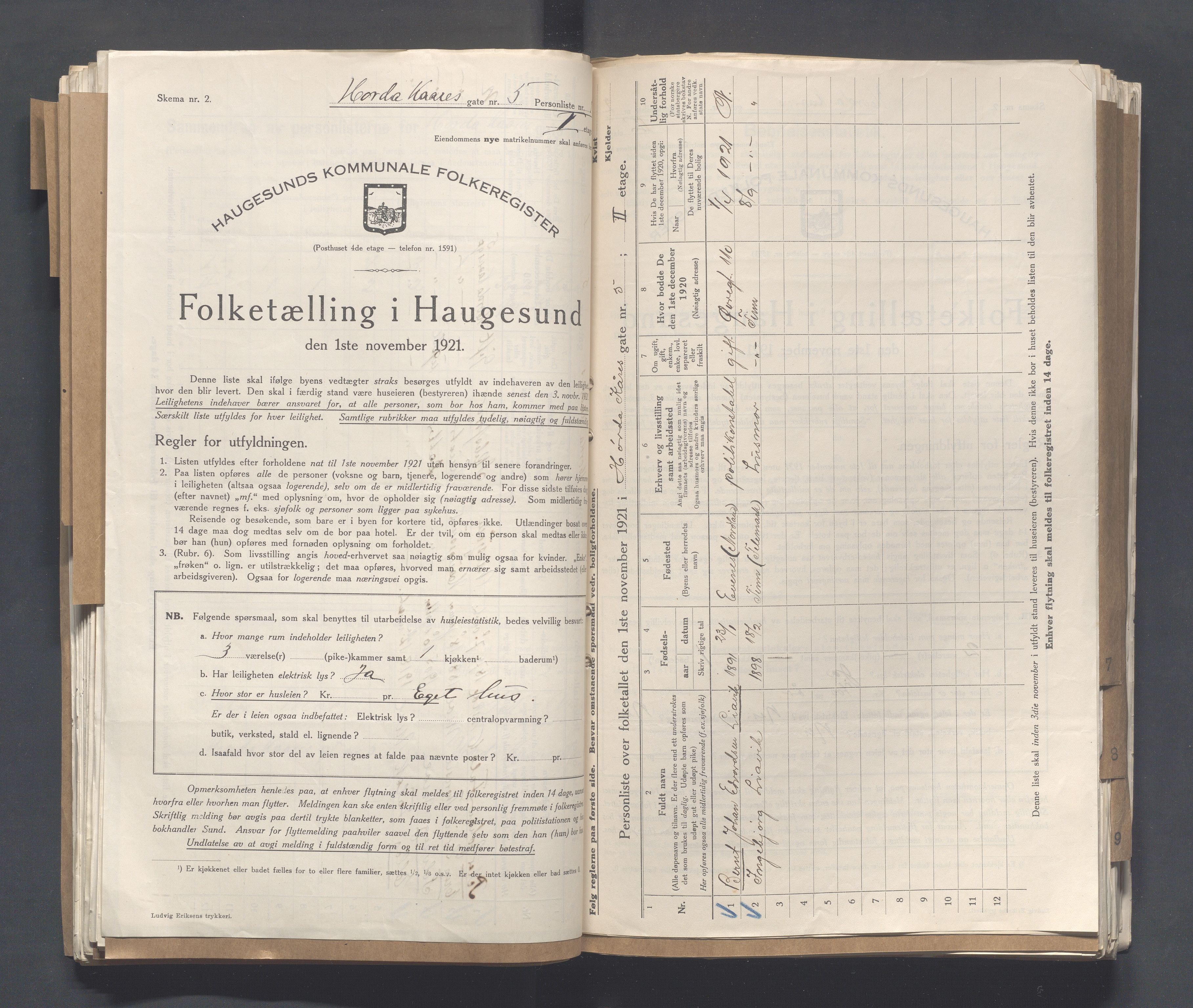 IKAR, Local census 1.11.1921 for Haugesund, 1921, p. 2355