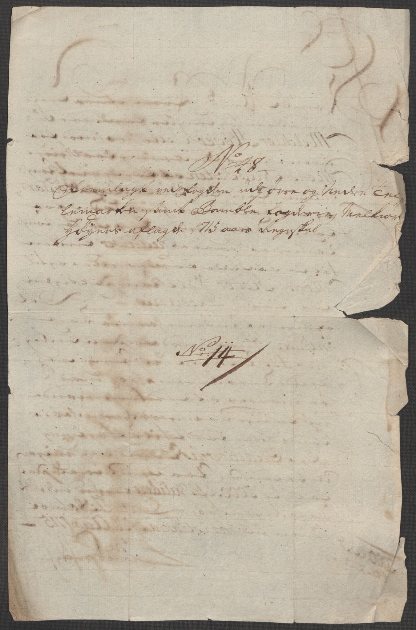 Rentekammeret inntil 1814, Reviderte regnskaper, Fogderegnskap, AV/RA-EA-4092/R36/L2127: Fogderegnskap Øvre og Nedre Telemark og Bamble, 1715, p. 374