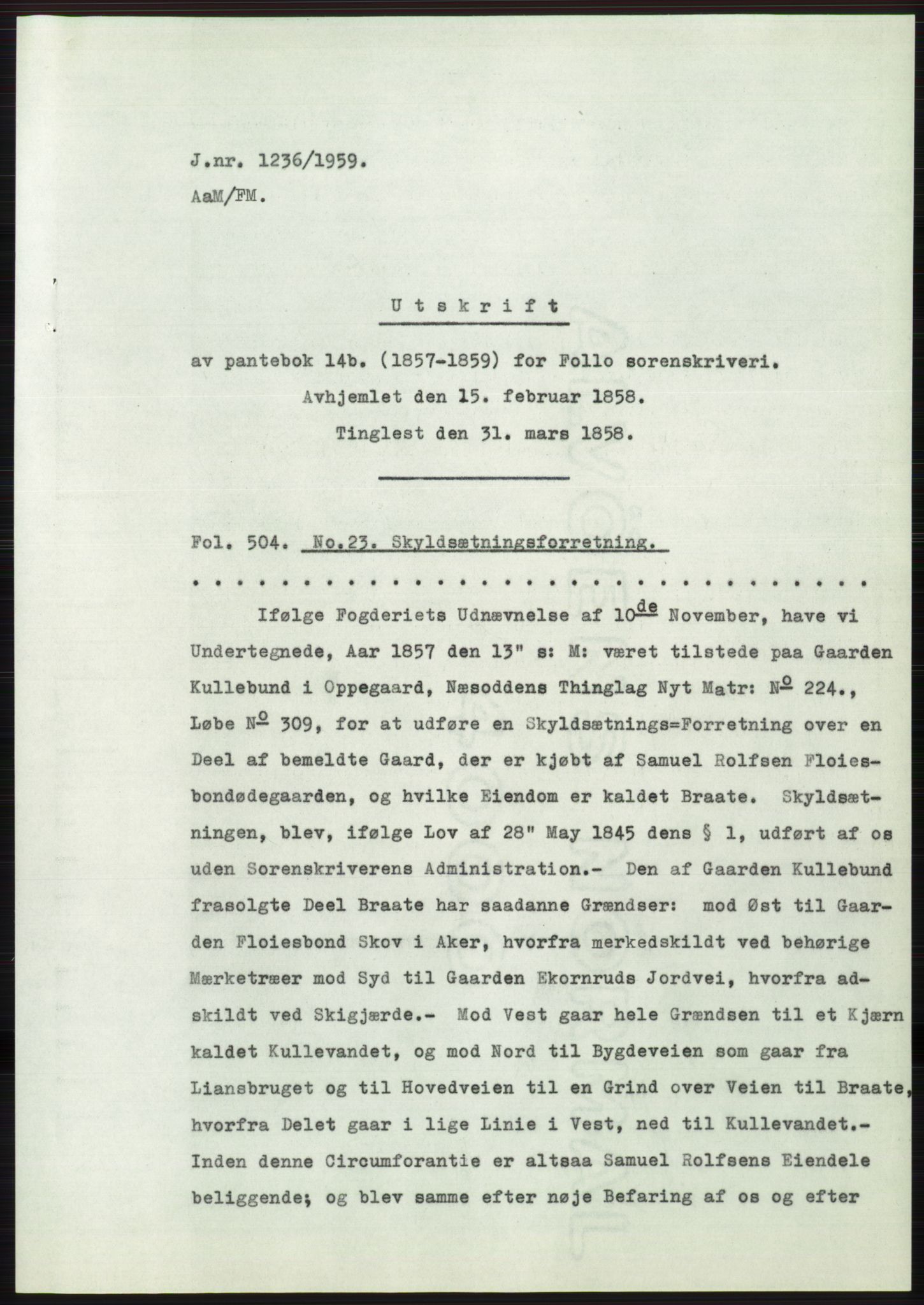 Statsarkivet i Oslo, AV/SAO-A-10621/Z/Zd/L0010: Avskrifter, j.nr 753-1498/1959, 1959, p. 213