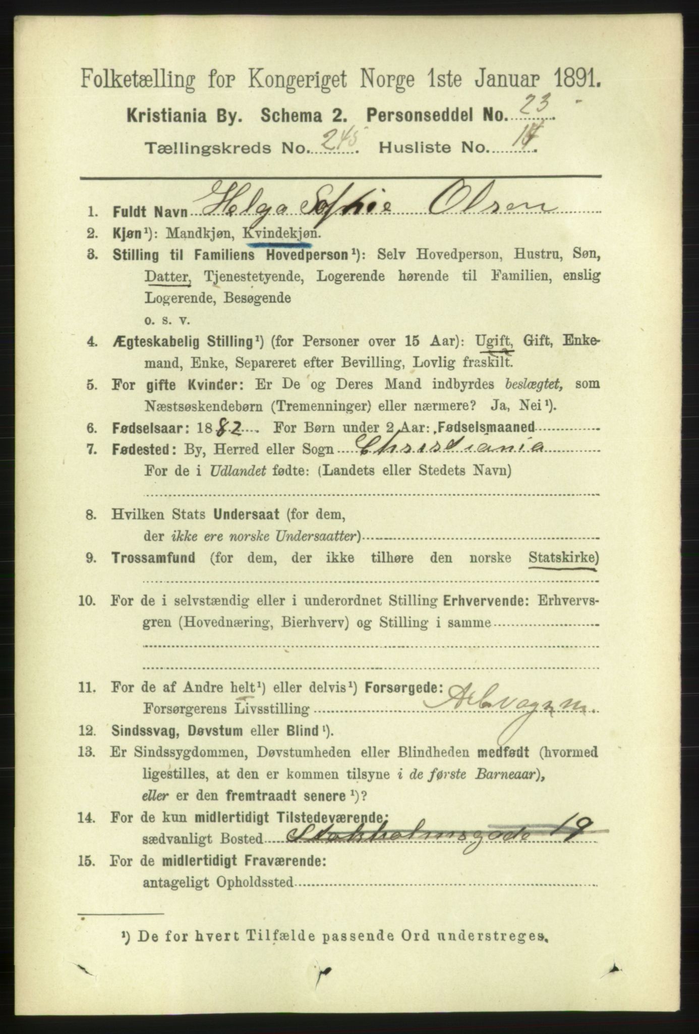 RA, 1891 census for 0301 Kristiania, 1891, p. 149786