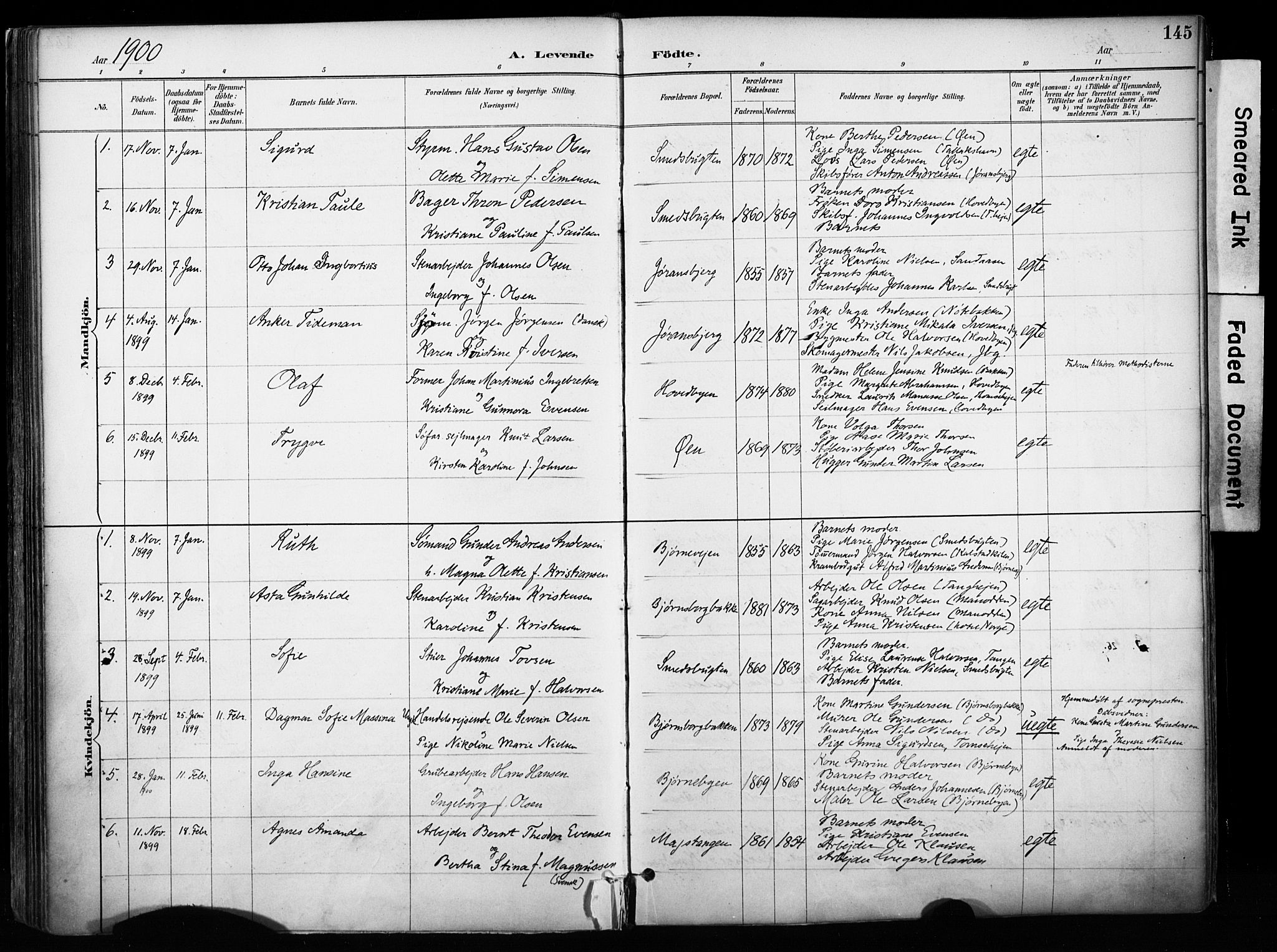 Kragerø kirkebøker, AV/SAKO-A-278/F/Fa/L0013: Parish register (official) no. 13, 1887-1915, p. 145